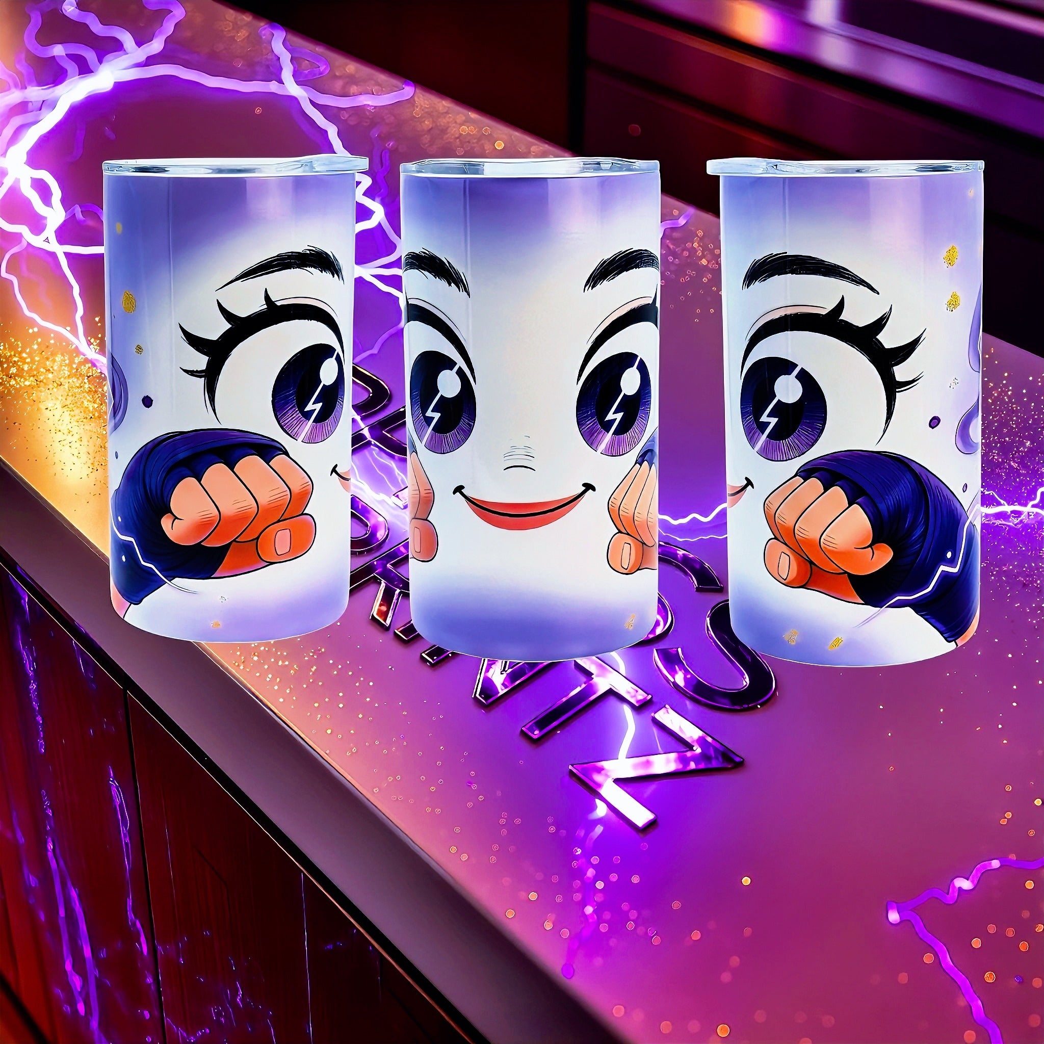 12oz Comic punch (purple gloves) tumbler