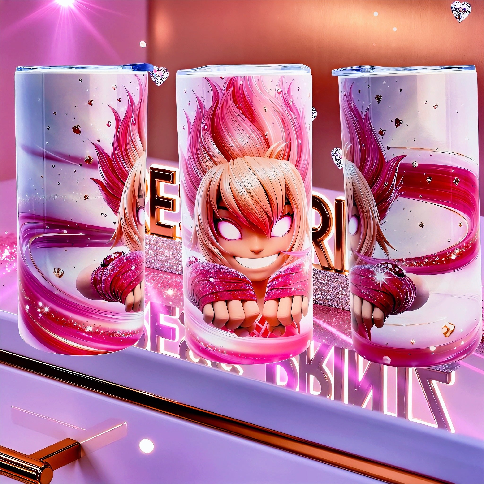 15oz Pink fighter tumbler