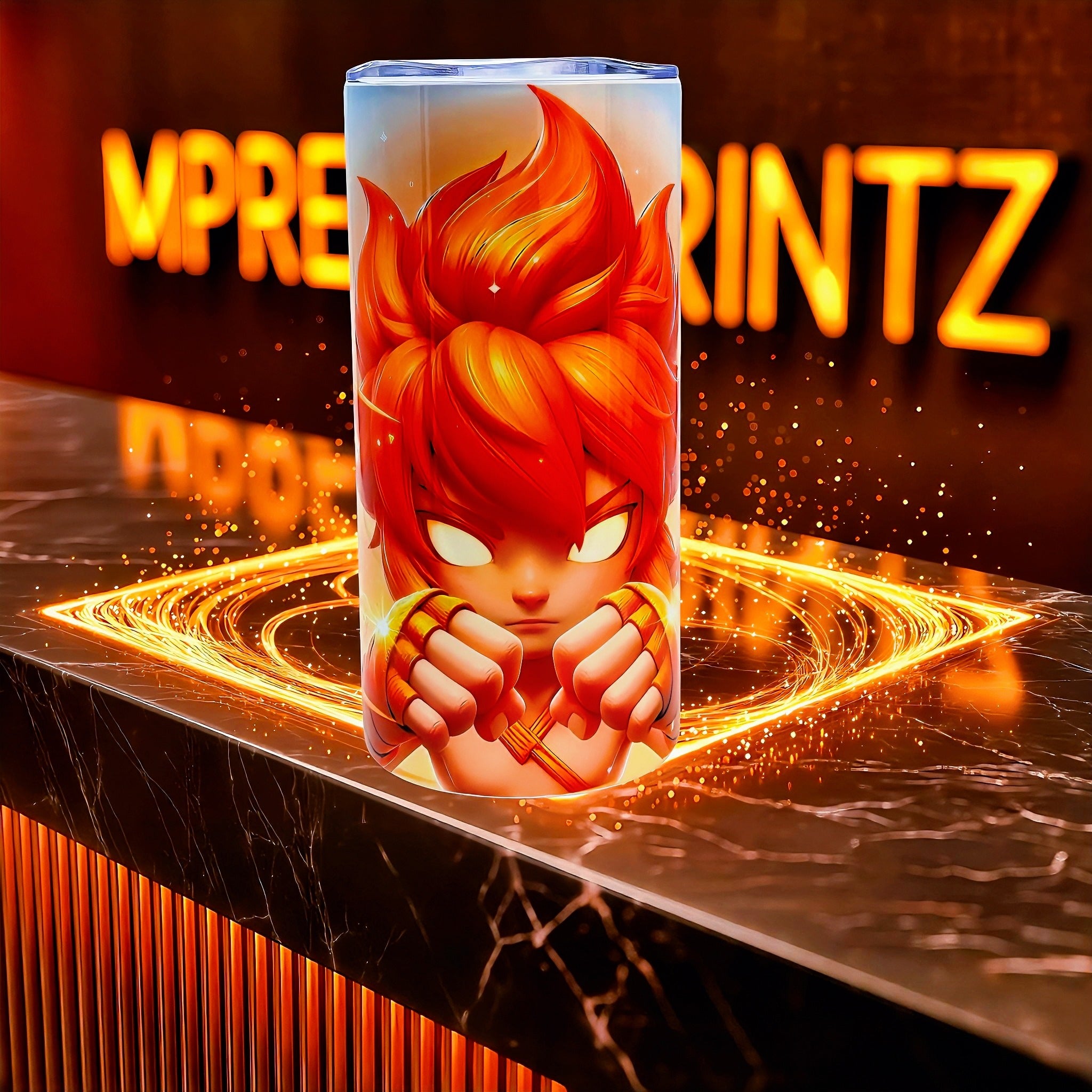 15oz Orange flame fighter tumbler