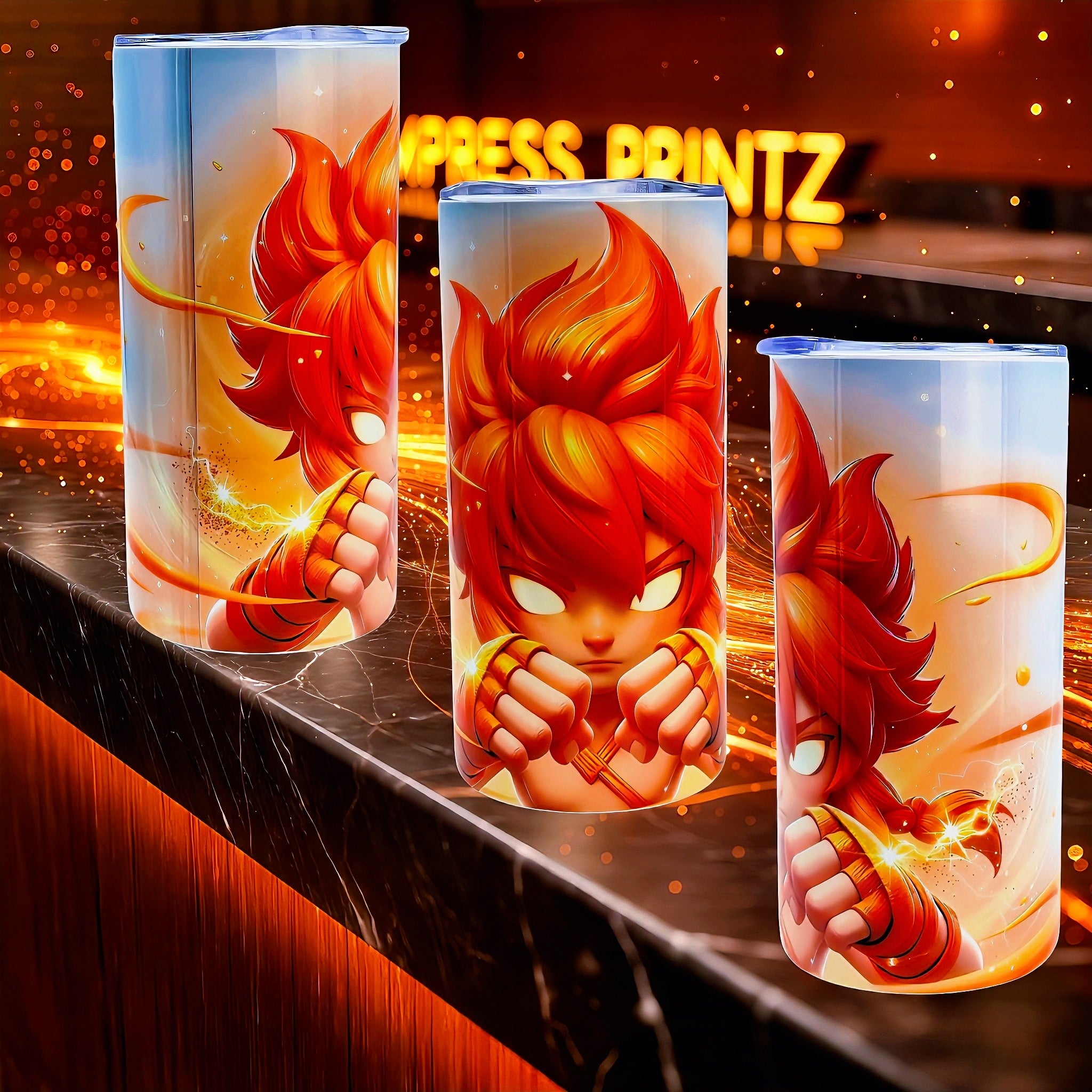 15oz Orange flame fighter tumbler