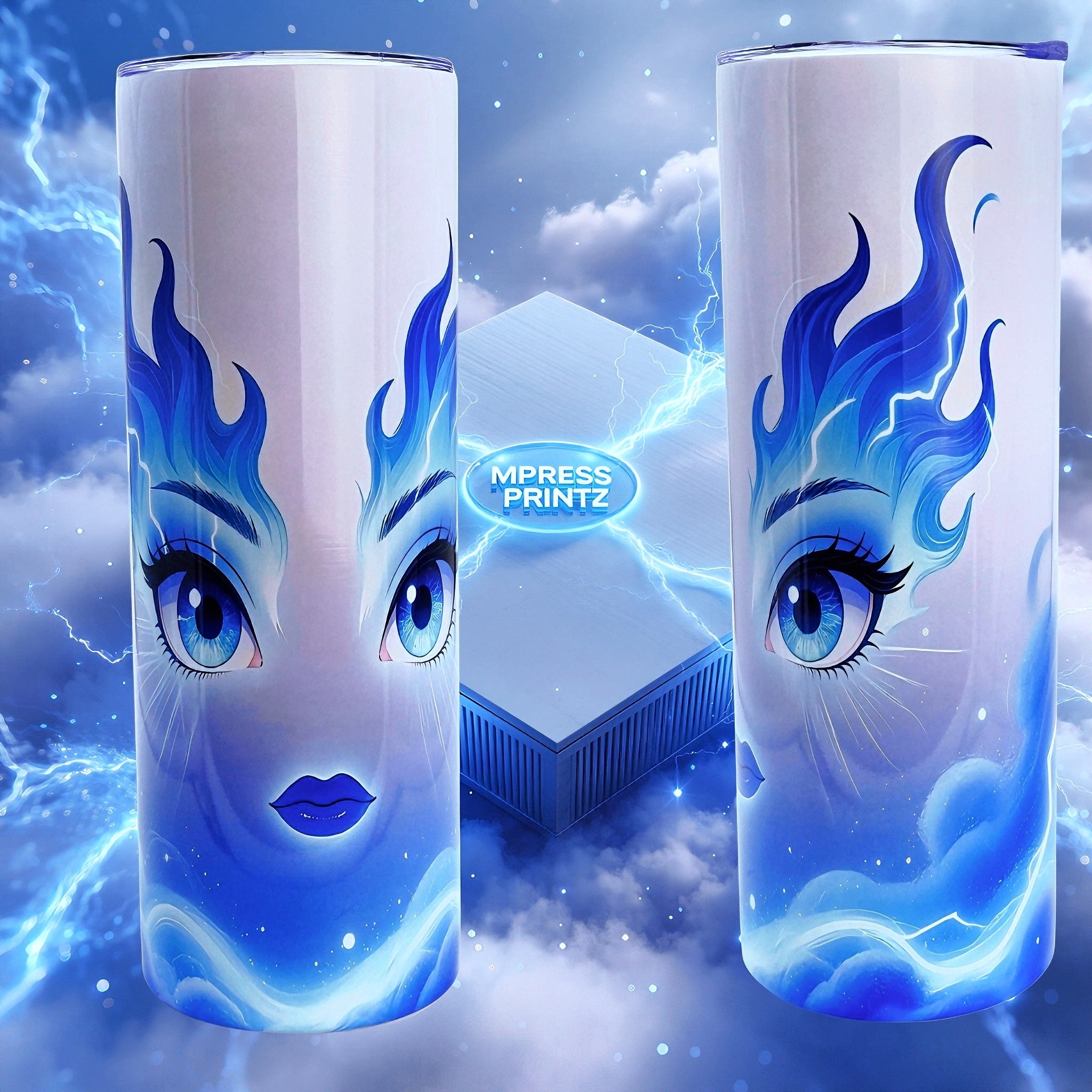 20oz Blue lightning eyes tumbler