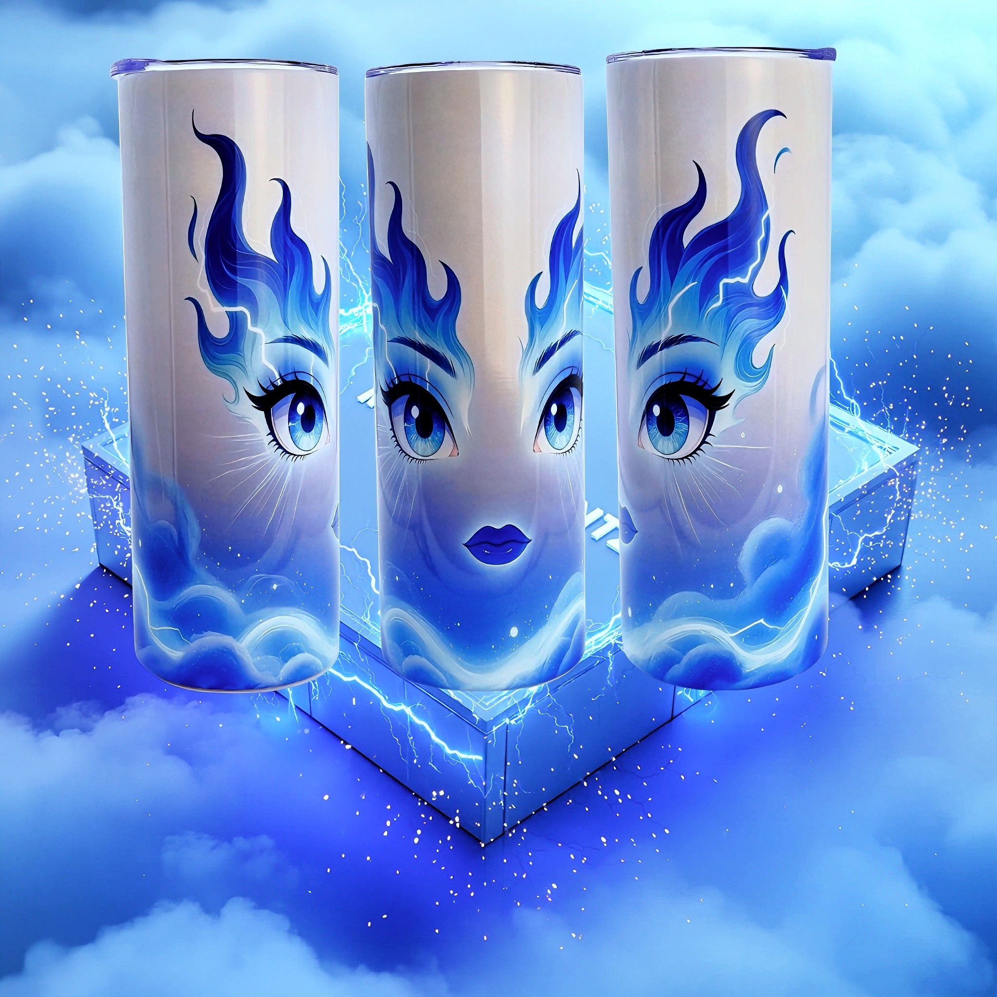 20oz Blue lightning eyes tumbler