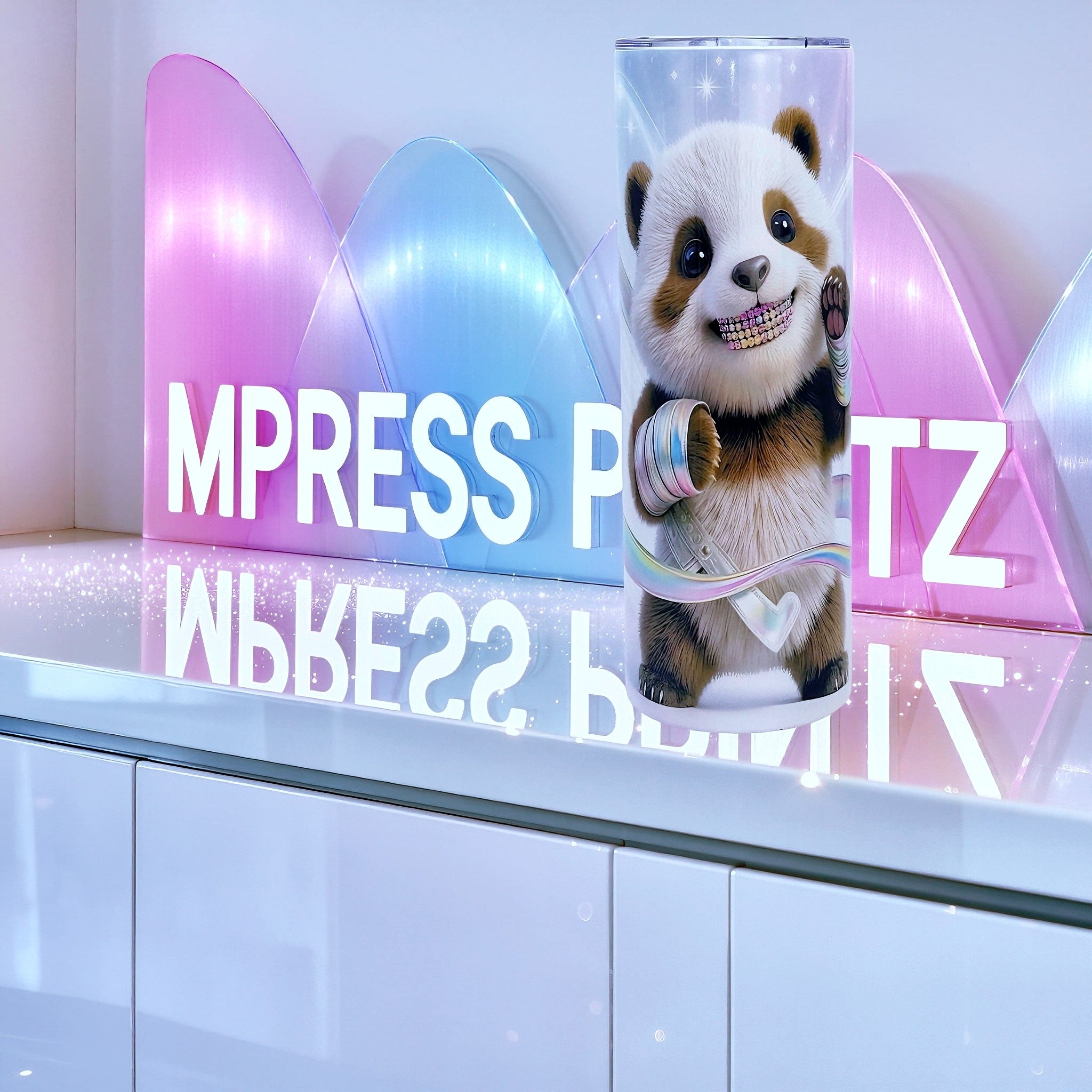 20oz Rainbow panda tumbler