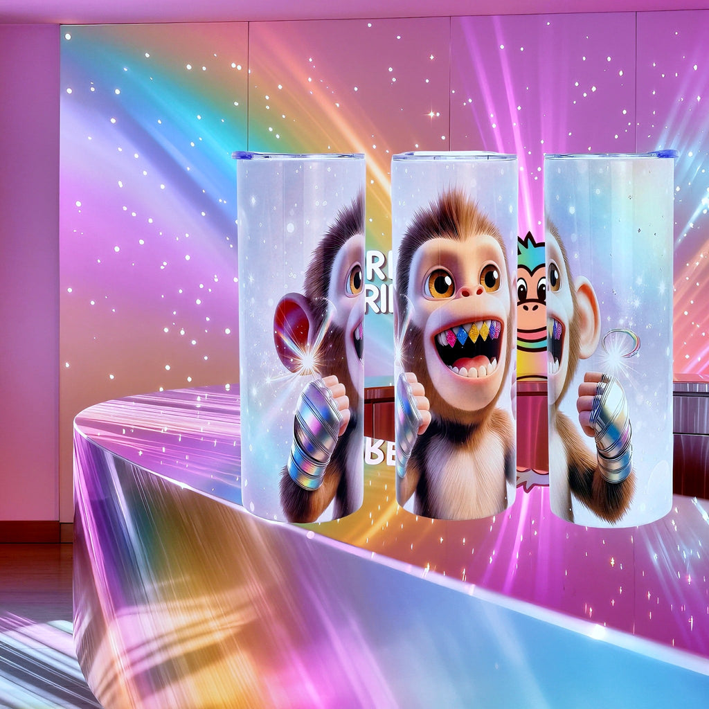 20oz Rainbow monkey tumbler