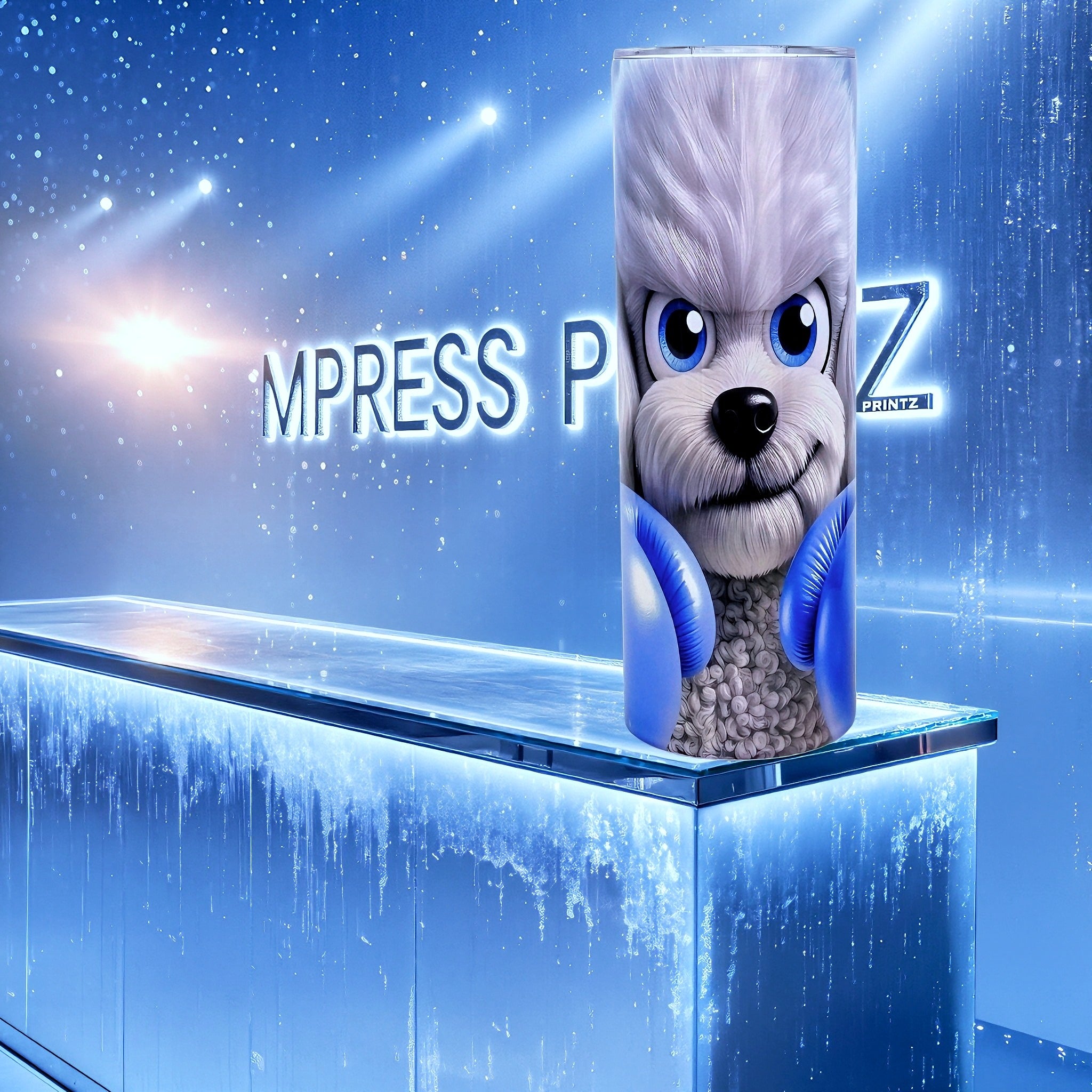 20oz Blue boxer poodle tumbler