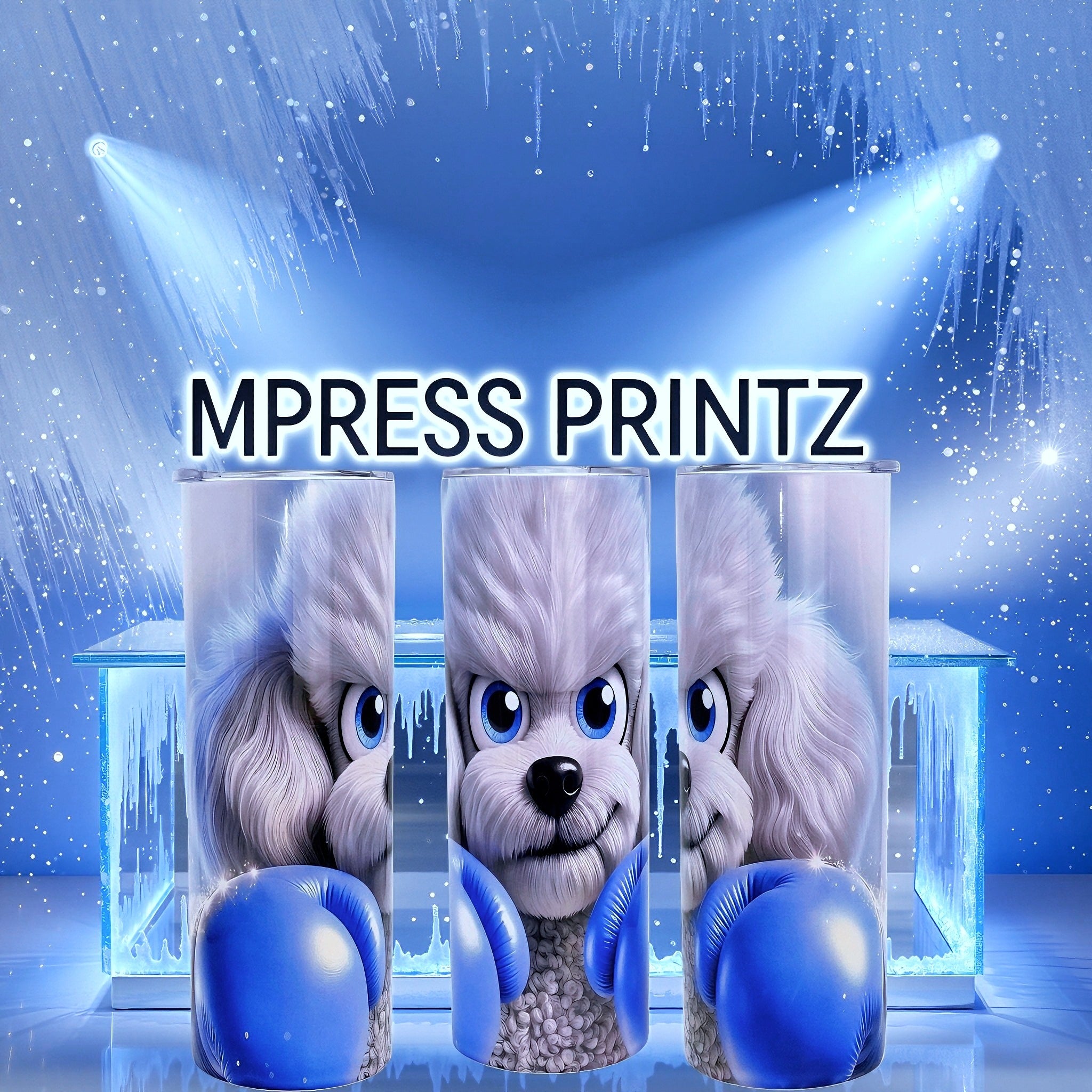 20oz Blue boxer poodle tumbler