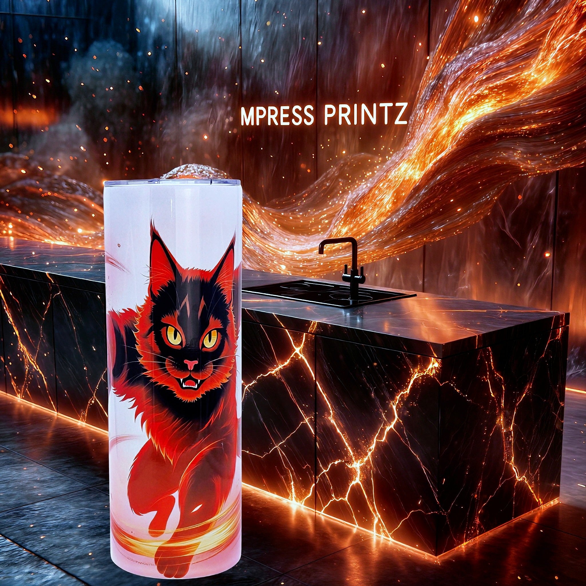 20oz Fire cat tumbler