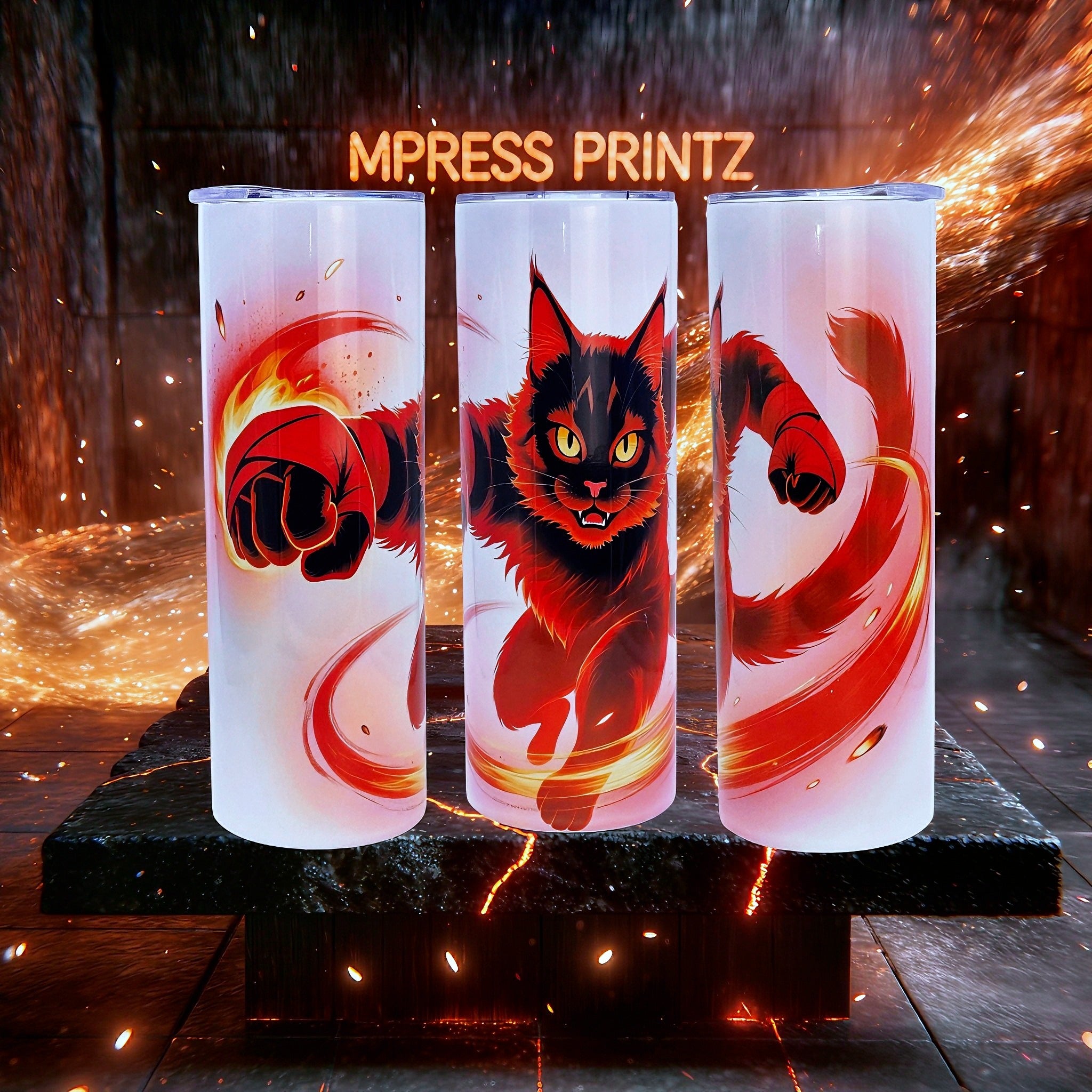 20oz Fire cat tumbler