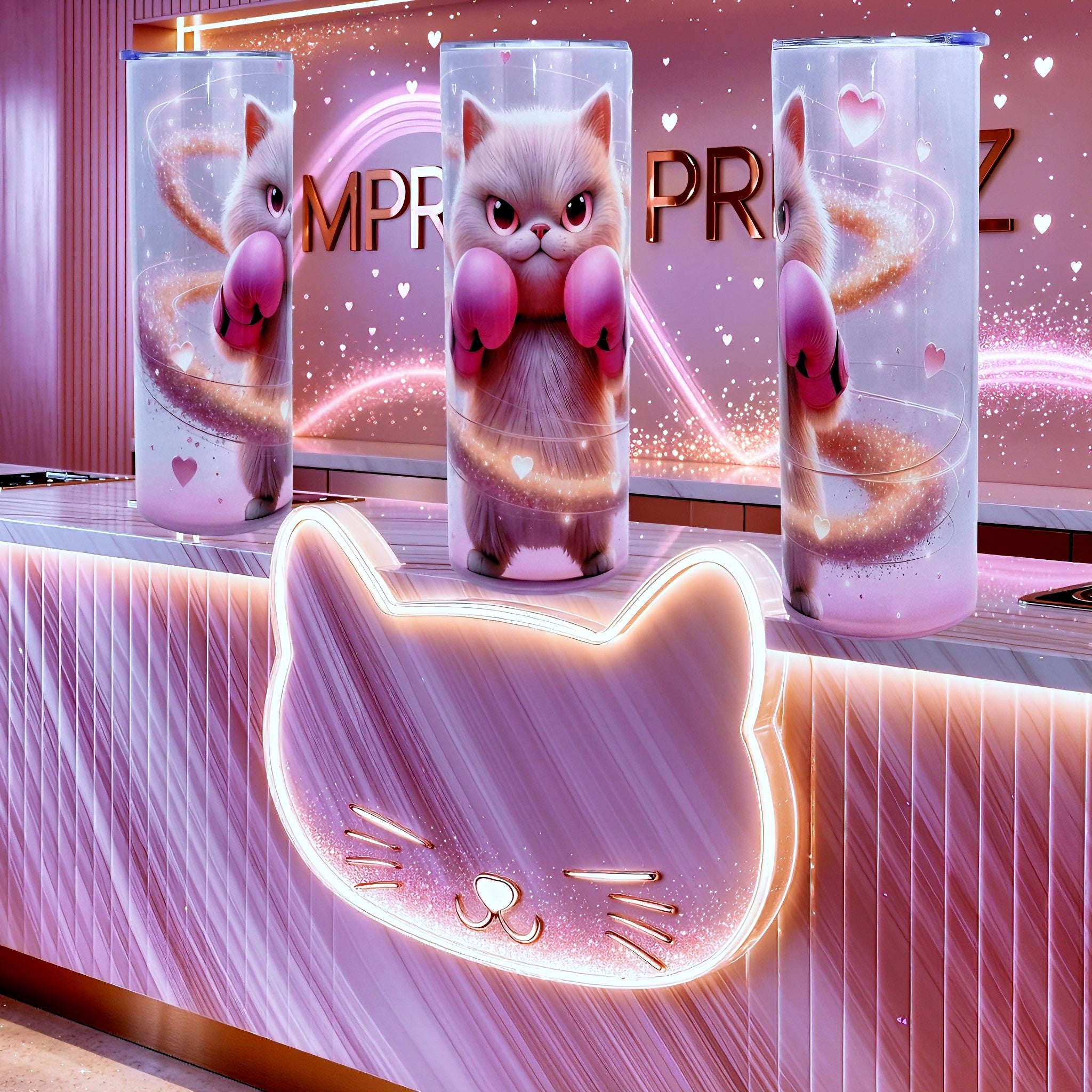 20oz Pink cat tumbler