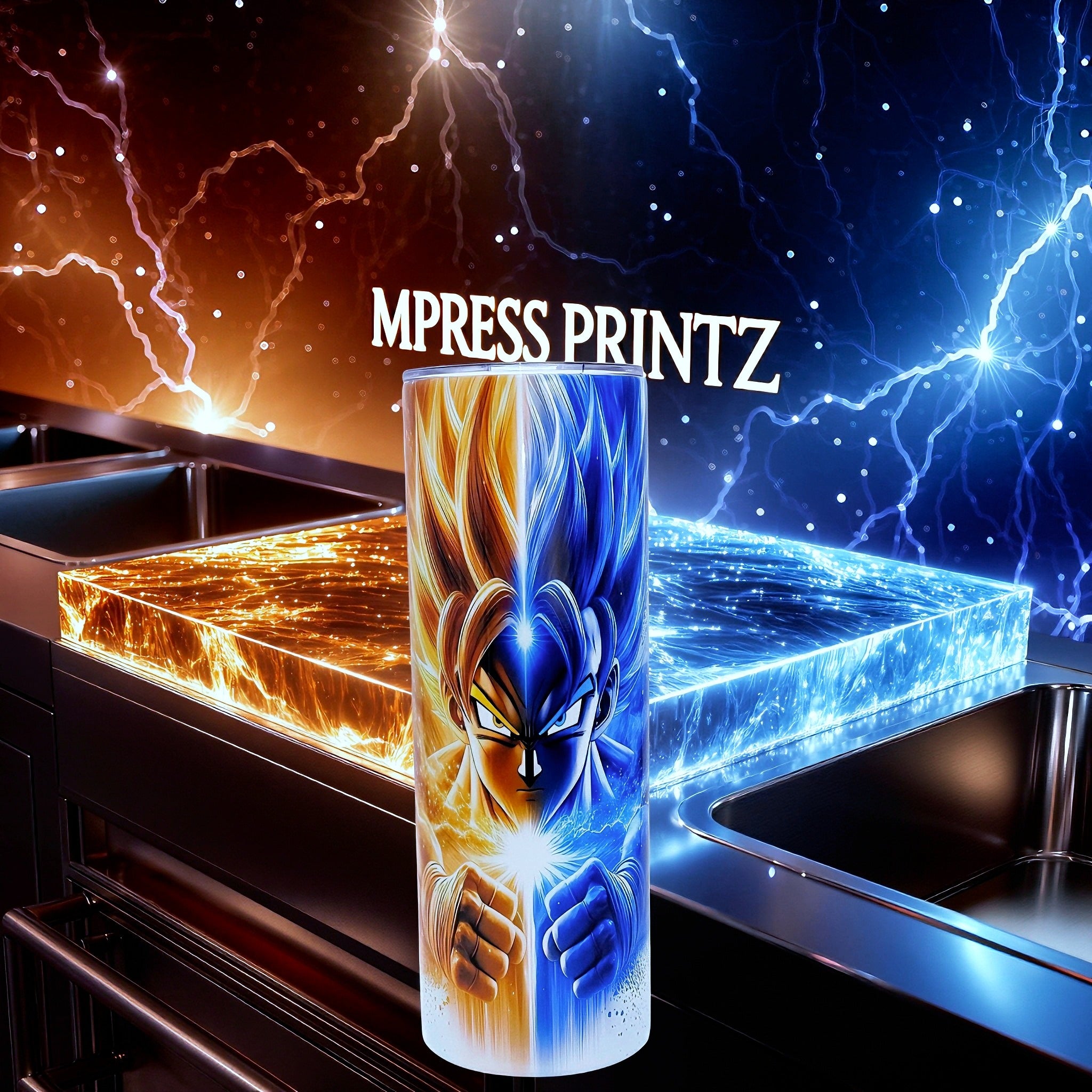 20oz Blue & orange fusion fighter tumbler
