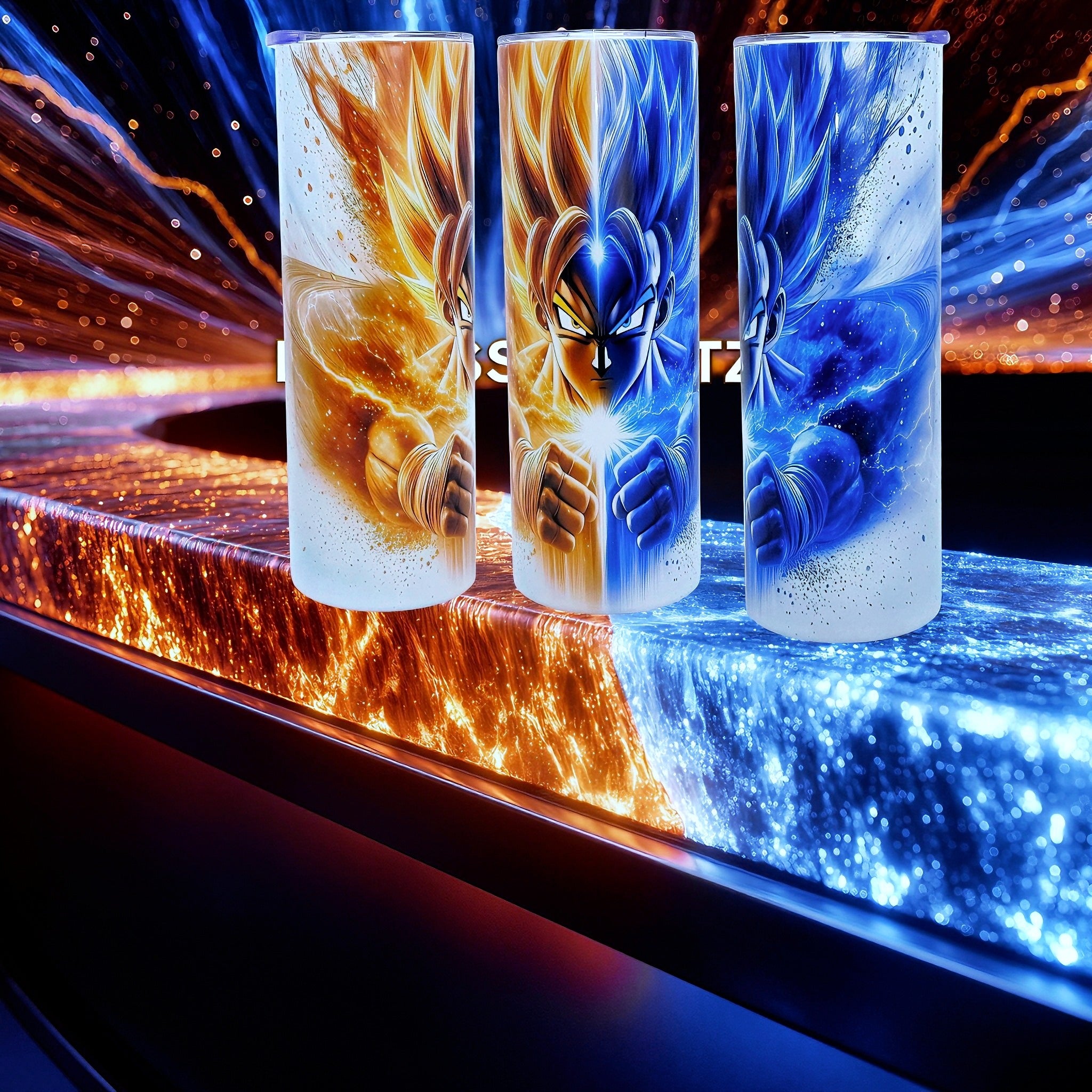 20oz Blue & orange fusion fighter tumbler