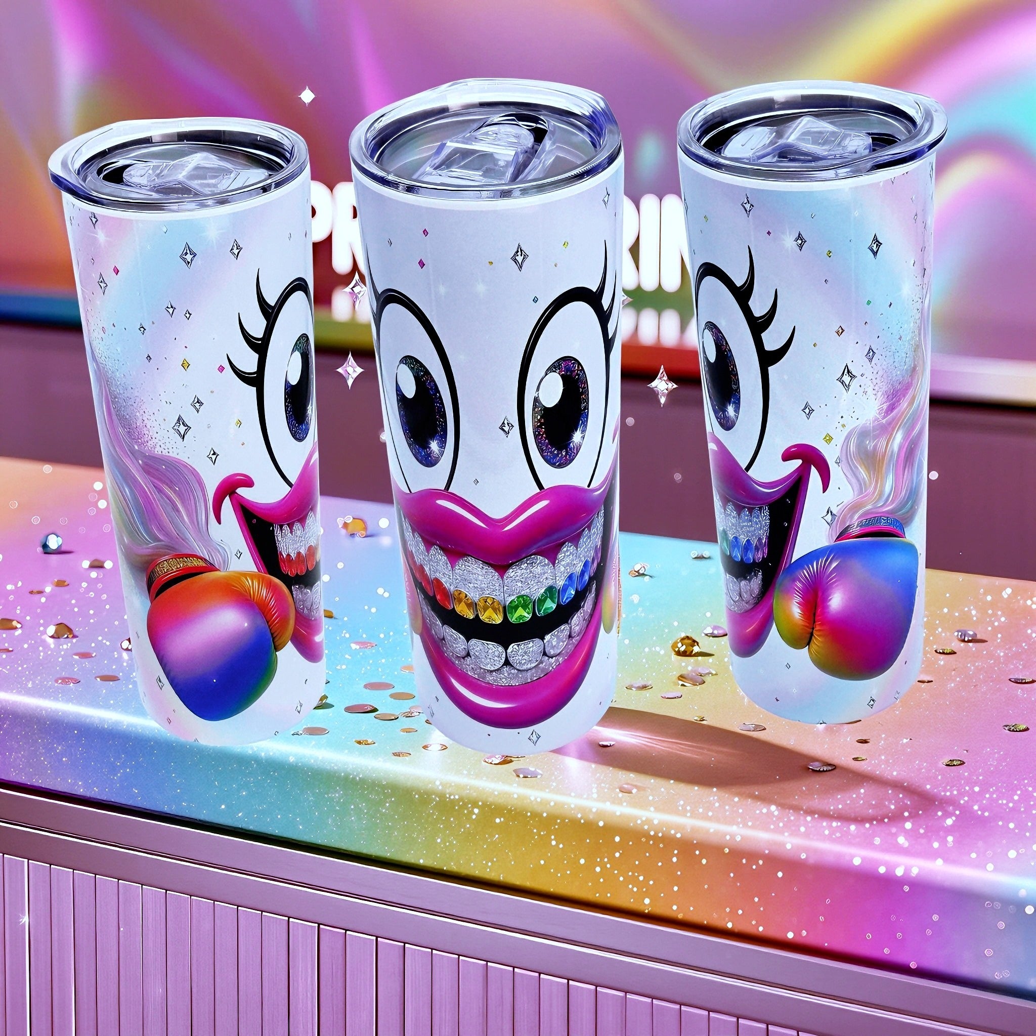 20oz Rainbow smiling boxer tumbler