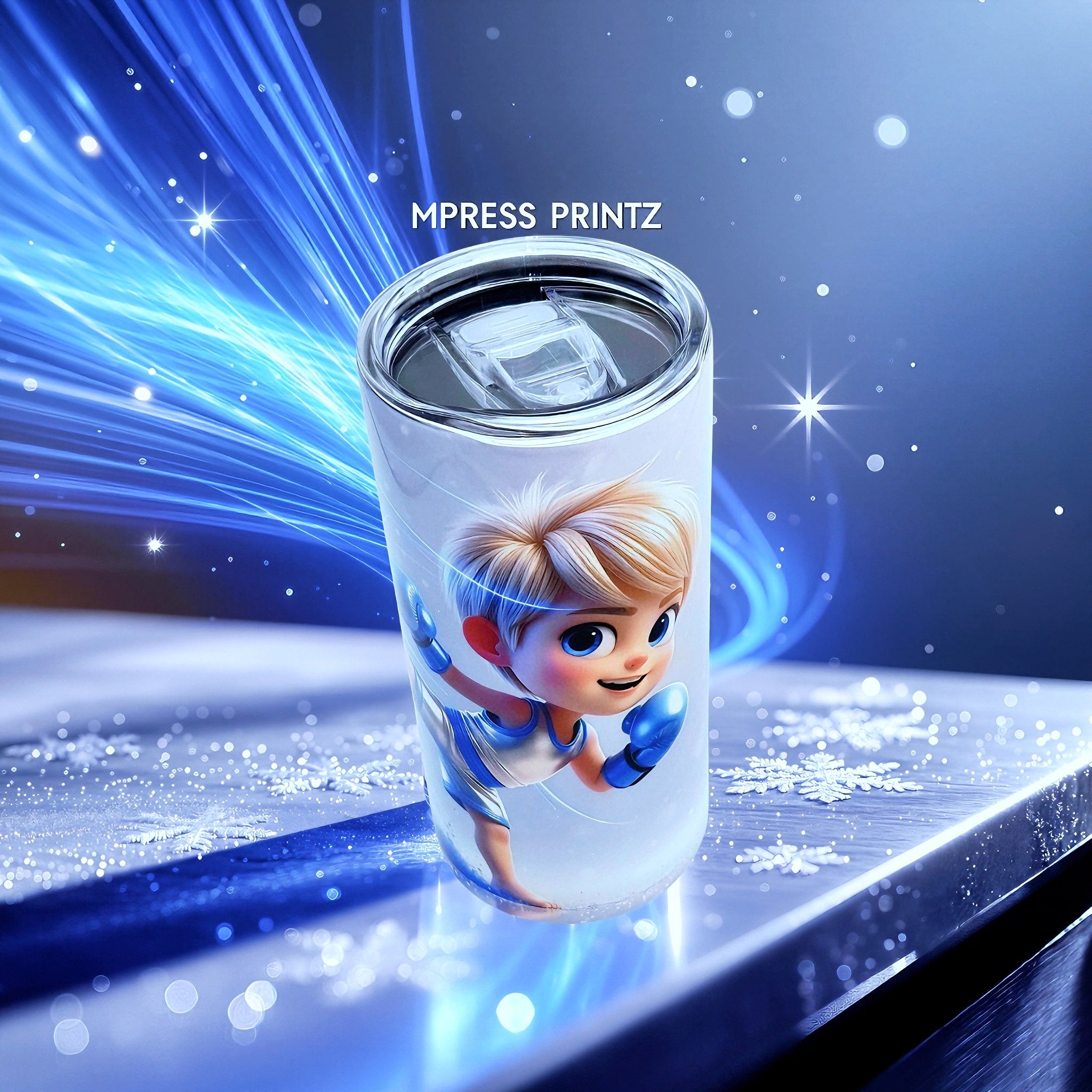 15oz Baby boxer (Ice blue power kick) tumbler