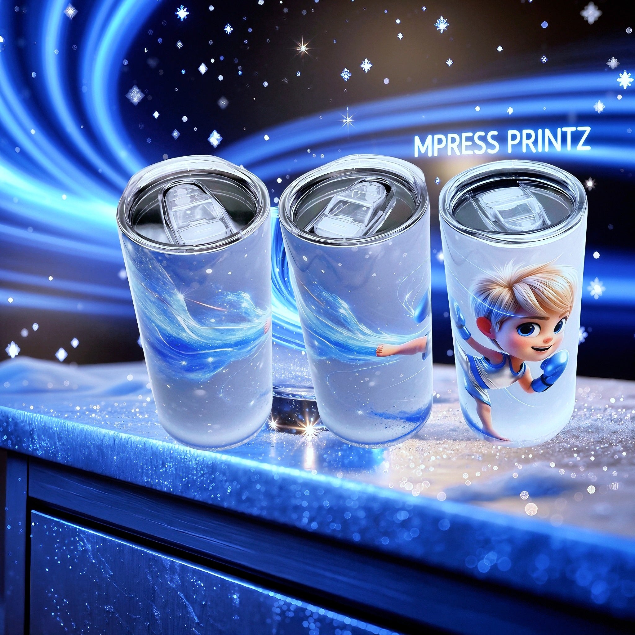 15oz Baby boxer (Ice blue power kick) tumbler