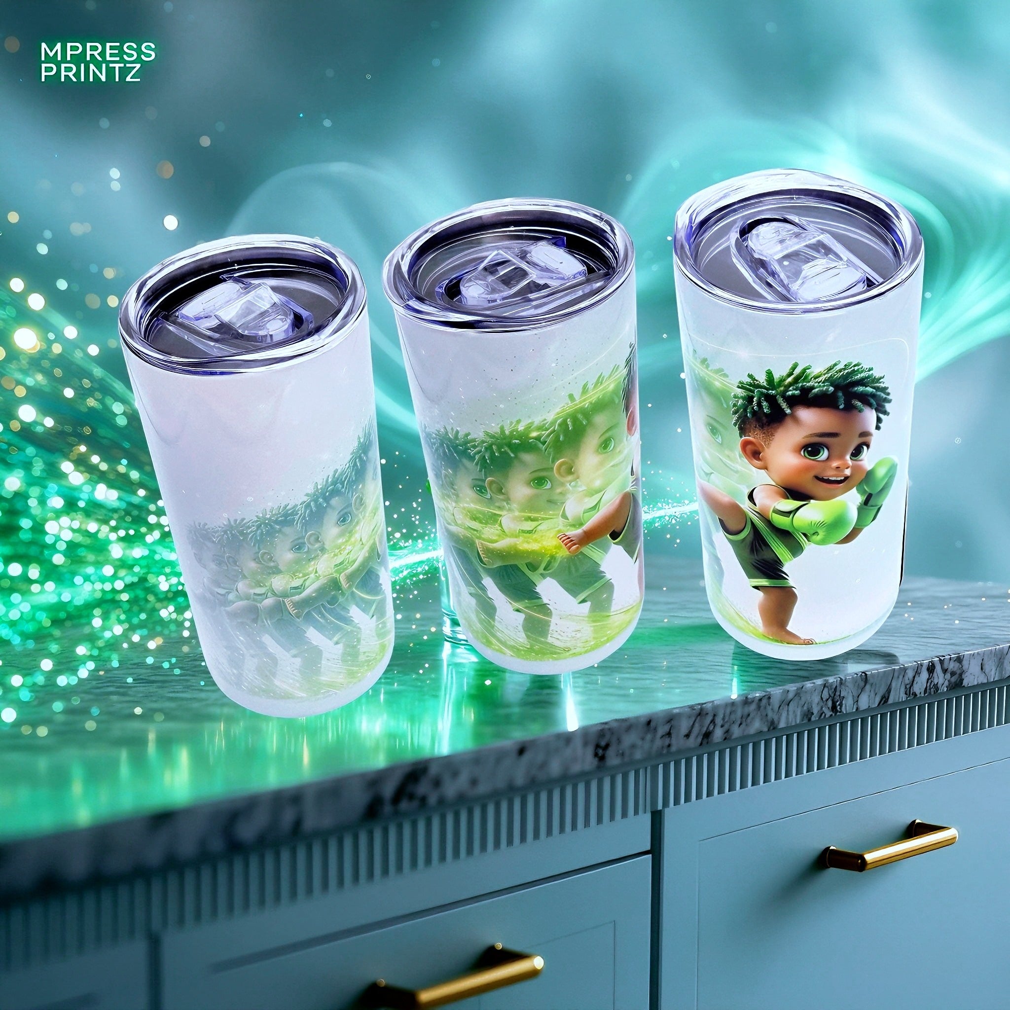 15oz Baby boxer (Green energy kick) tumbler