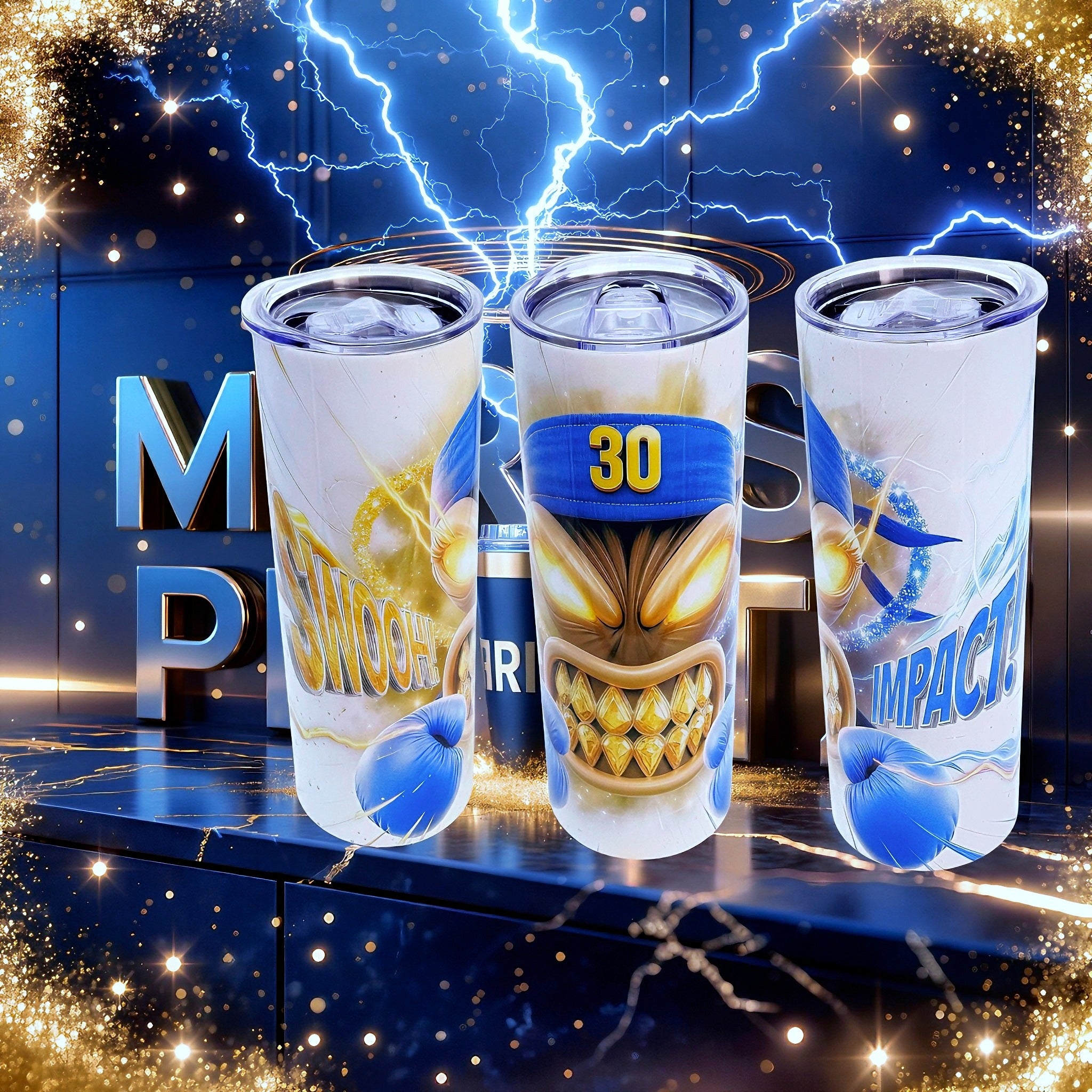 20oz #30 Blue lightening champion tumbler