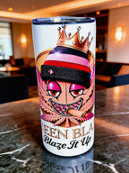 Blaze It Up “Rose Queen” Crown Edition – 20oz Straight Skinny Tumbler with Metal Straw