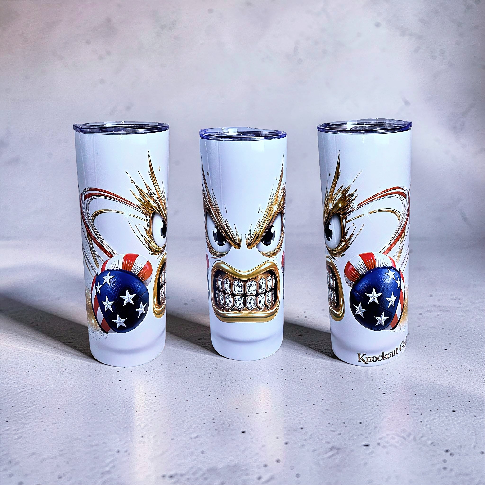 Knockout Grillz – USA Flag Edition 20oz Skinny Tumbler | Boxing Champion Series