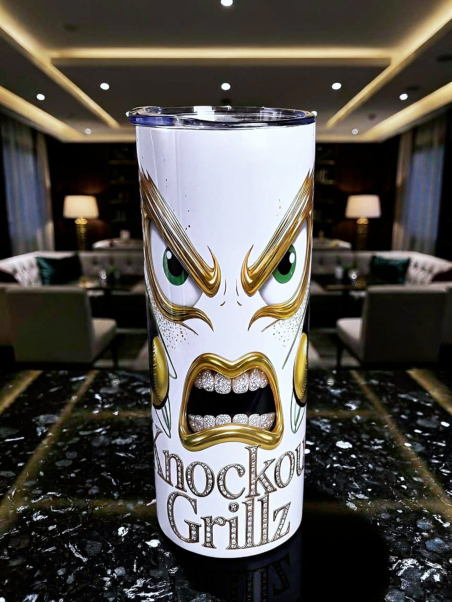 Knockout Grillz – Jamaican Flag Edition 20oz Skinny Tumbler | Boxing Crown Series |