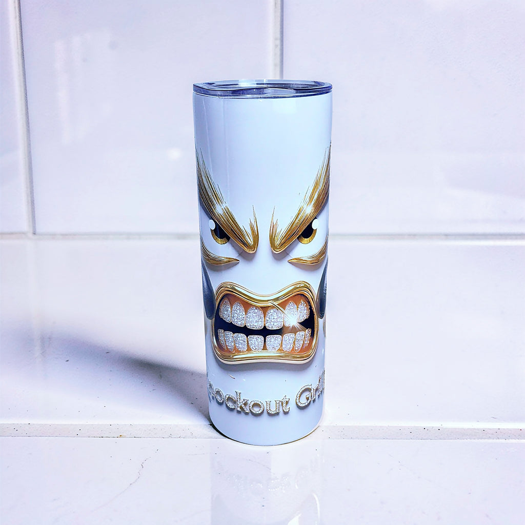 Knockout Grillz – Black & Gold Champion Edition 20oz Skinny Tumbler | Luxury Boxing Series