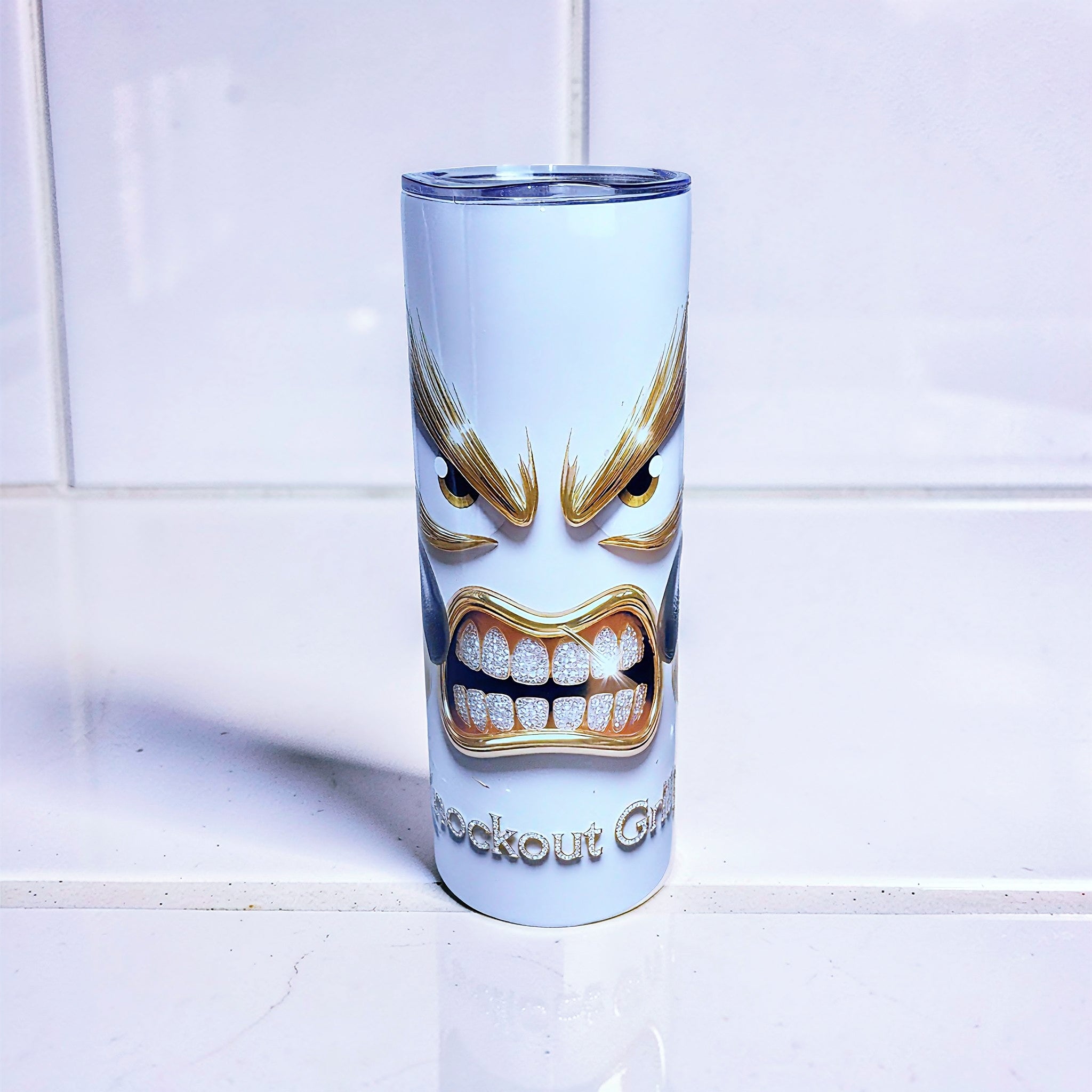 Knockout Grillz – Black & Gold Champion Edition 20oz Skinny Tumbler | Luxury Boxing Series