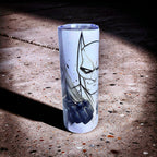 Shadow Vigilante – Monochrome Hero 20oz Skinny Tumbler | Dark Comic Style |