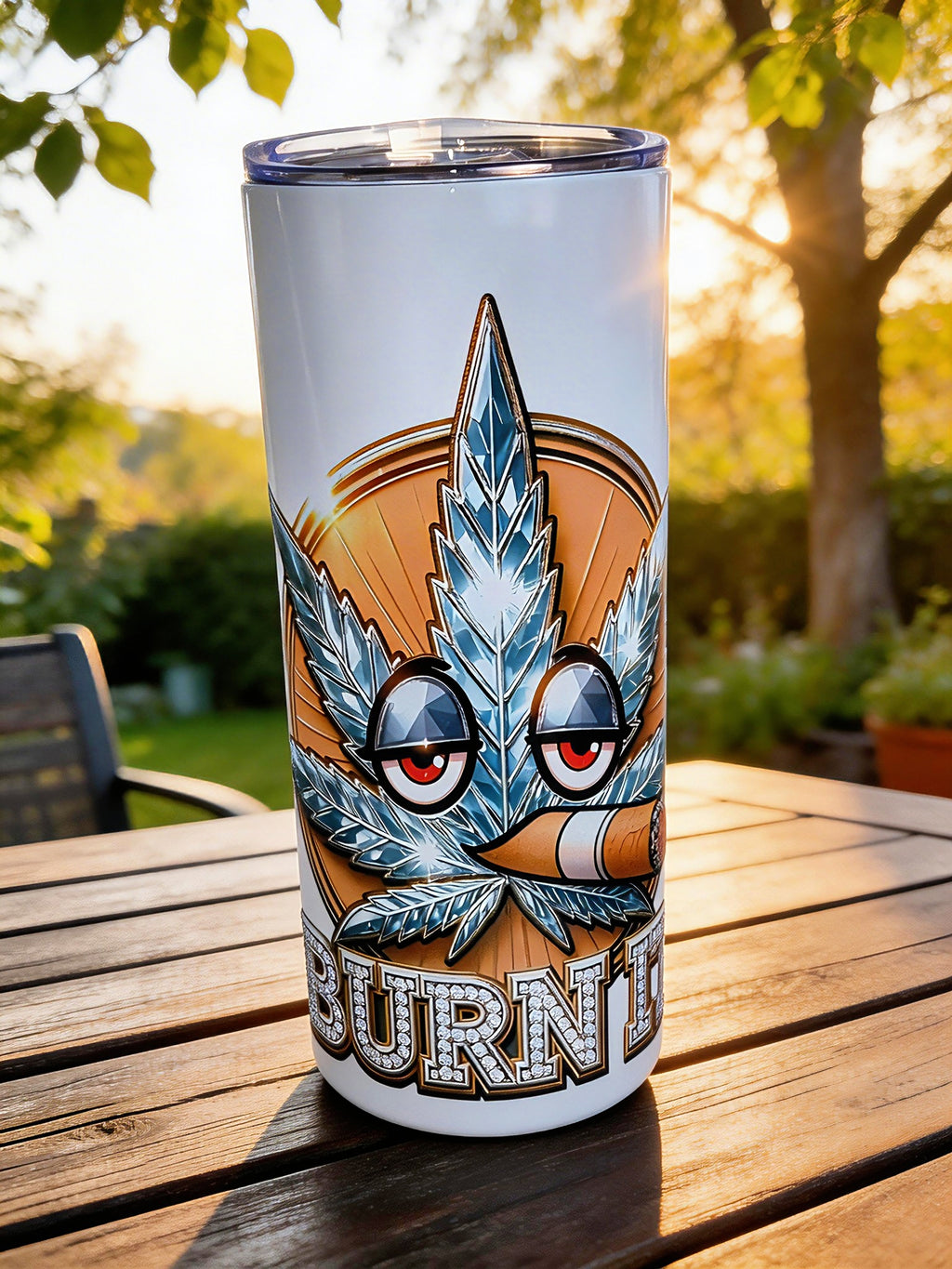 Blaze & Shine – Iced Silver Flame 20oz Stainless Steel Tumbler