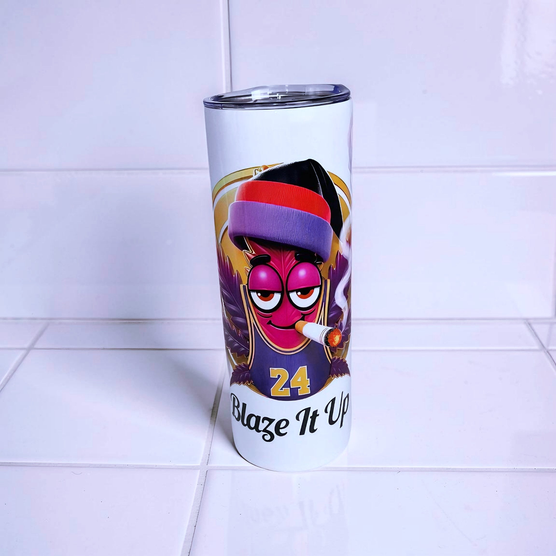 Blaze It Up “24” Wings Edition 20oz Straight Skinny Stainless Steel Tumbler – Metal Straw Included