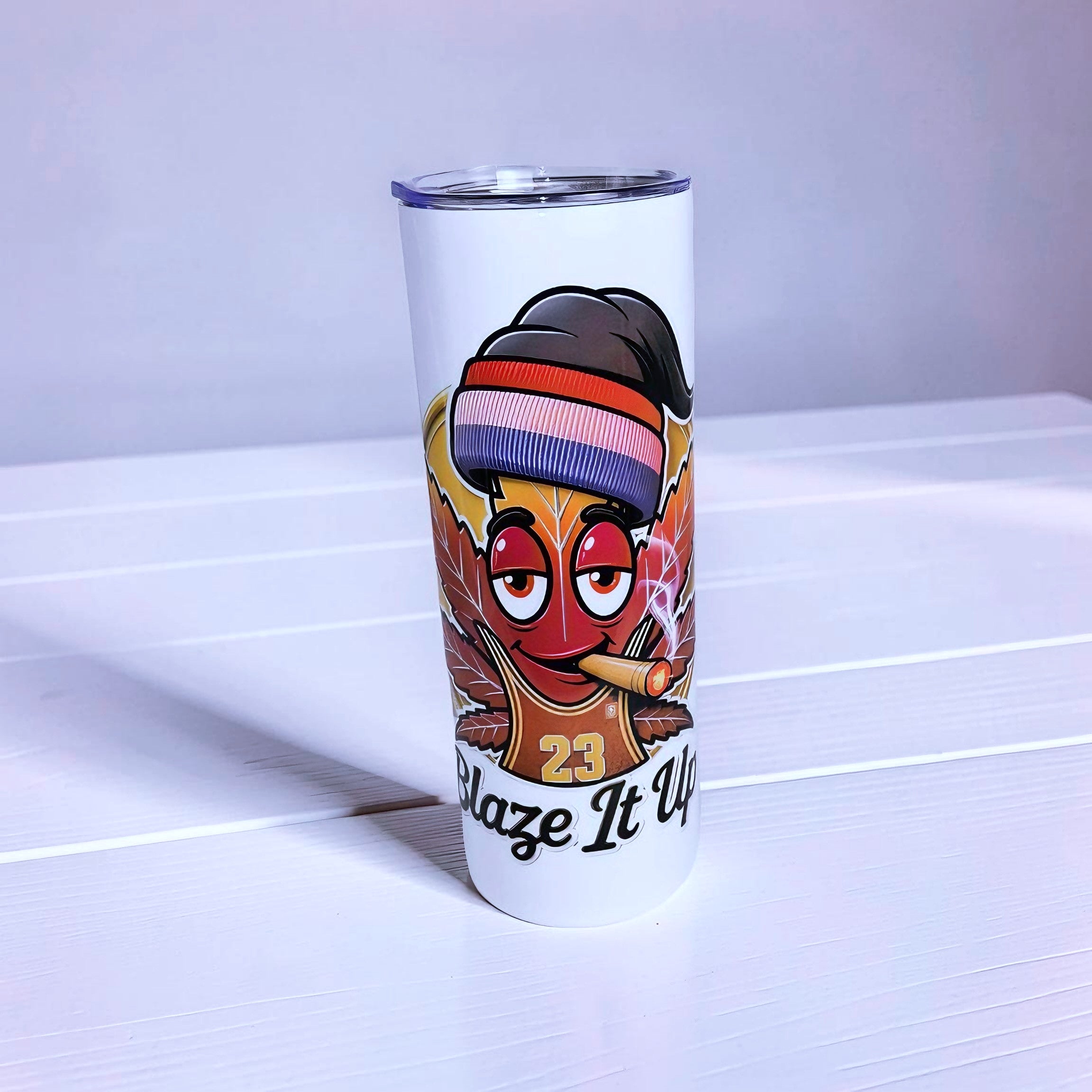 Blaze It Up “23” Hoops Edition 20oz Straight Skinny Tumbler – Stainless Steel + Metal Straw