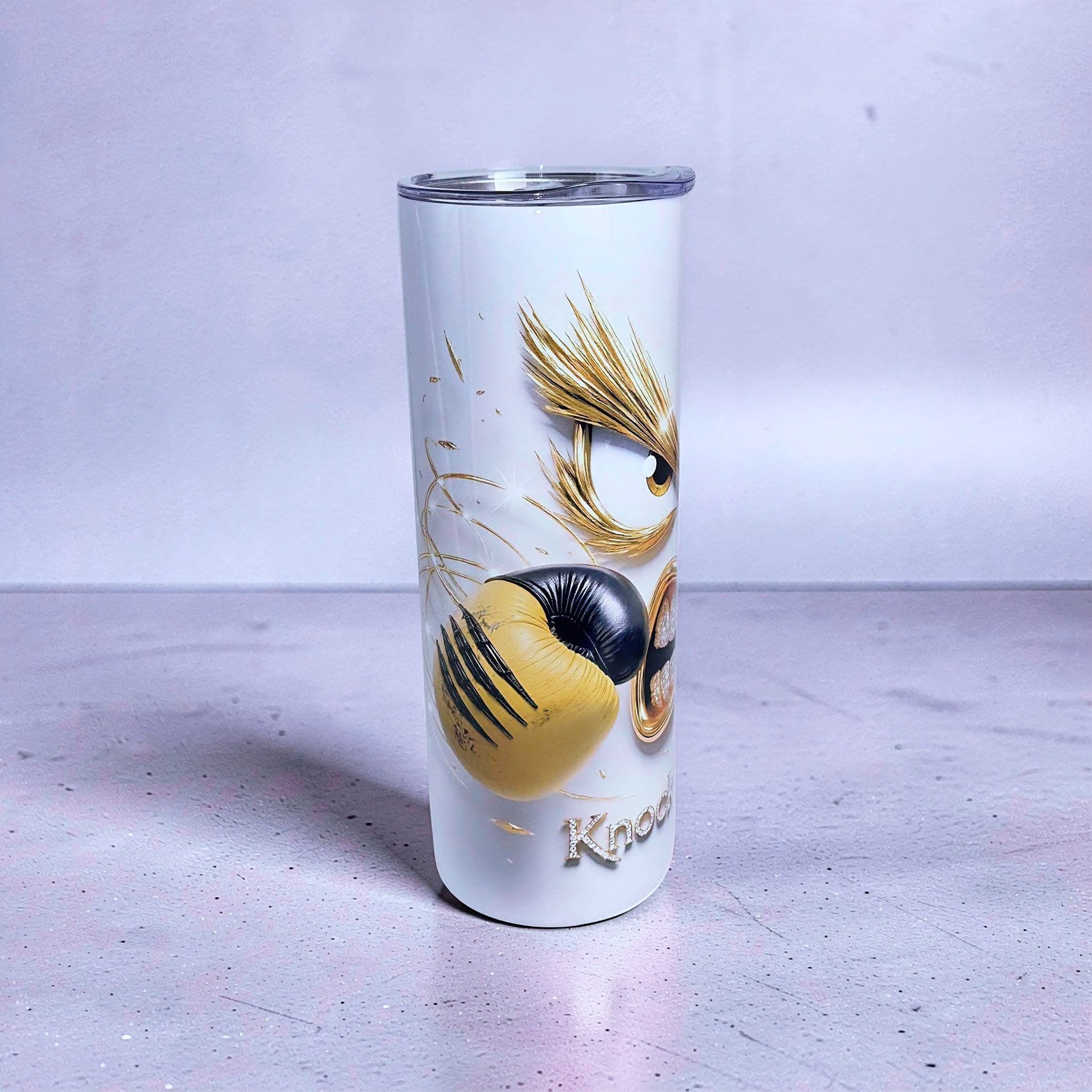 Knockout Grillz – Black & Gold Champion Edition 20oz Skinny Tumbler | Luxury Boxing Series