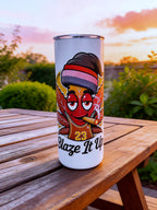 Blaze It Up “23” Hoops Edition 20oz Straight Skinny Tumbler – Stainless Steel + Metal Straw