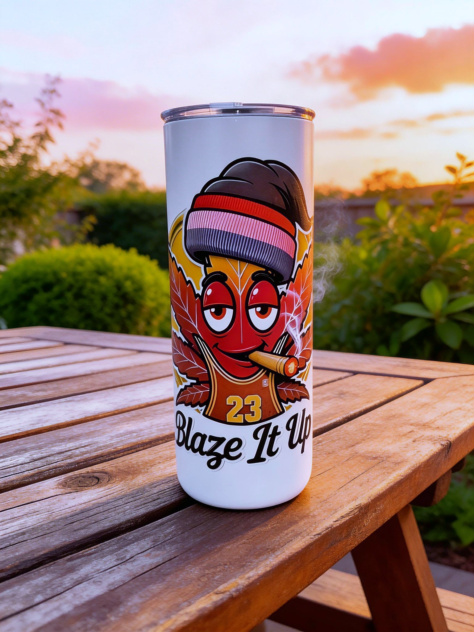 Blaze It Up “23” Hoops Edition 20oz Straight Skinny Tumbler – Stainless Steel + Metal Straw