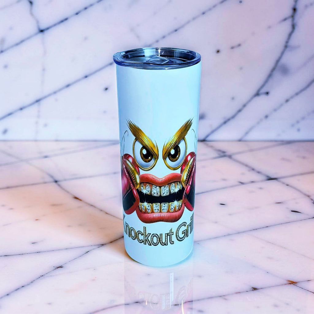 Knockout Grillz – Heavy Hitters Edition 20oz Skinny Stainless Steel Tumbler | By MpressPrintz