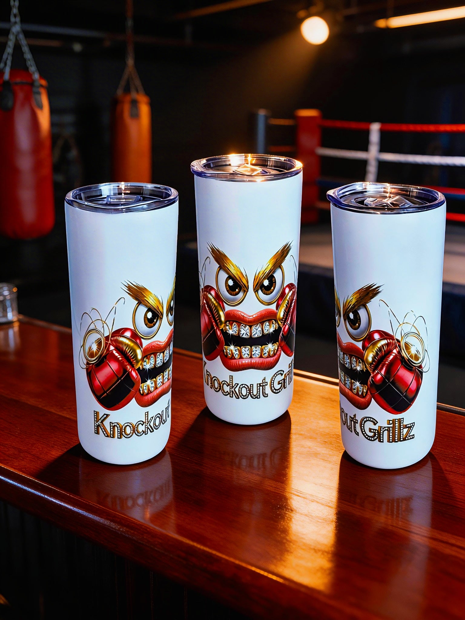 Knockout Grillz – Heavy Hitters Edition 20oz Skinny Stainless Steel Tumbler | By MpressPrintz