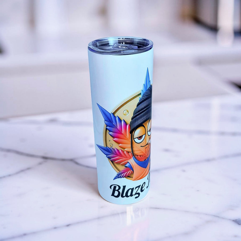 Blaze It Up – Cosmic Smoker Edition 20oz Skinny Stainless Steel Tumbler | By MpressPrintz