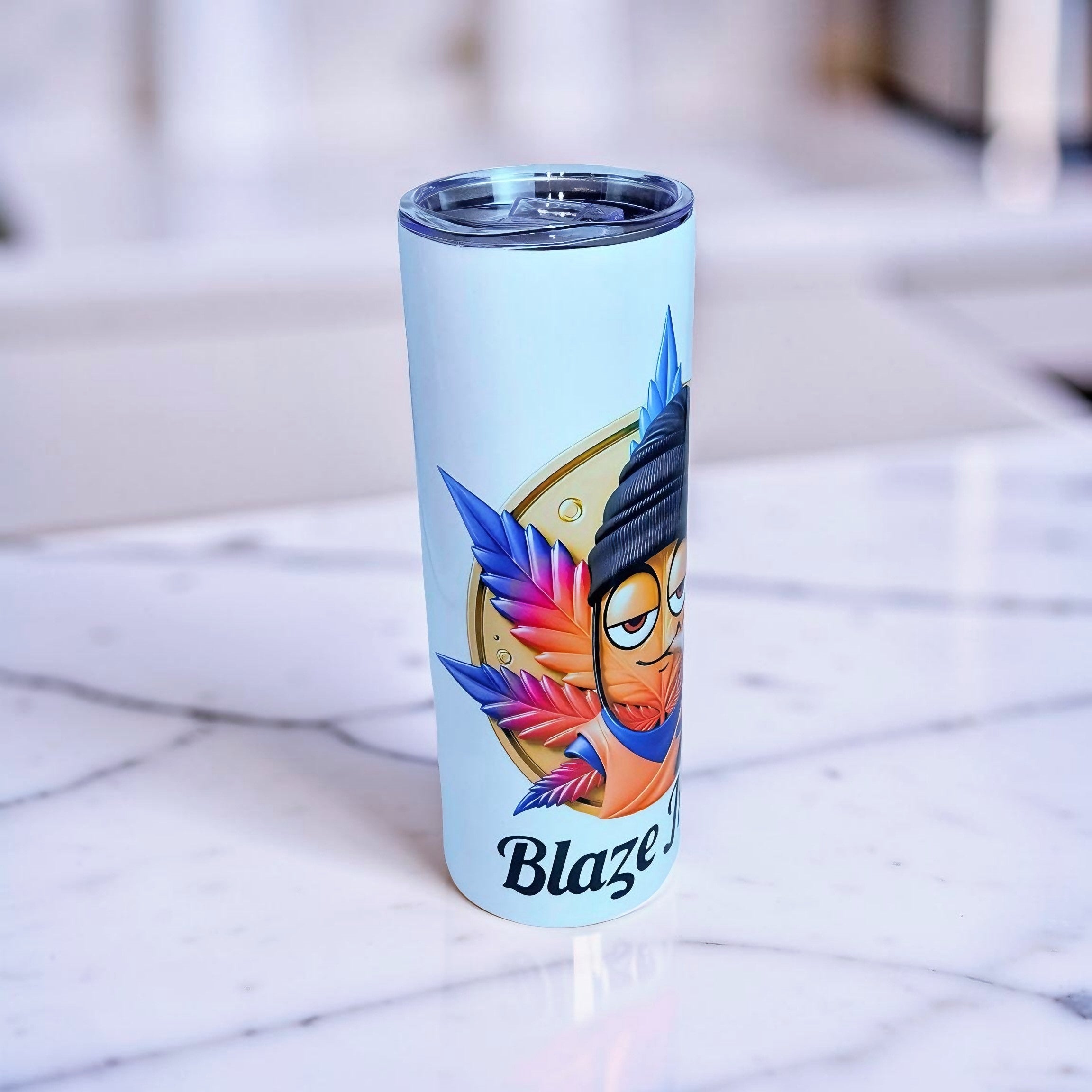 Blaze It Up – Cosmic Smoker Edition 20oz Skinny Stainless Steel Tumbler | By MpressPrintz