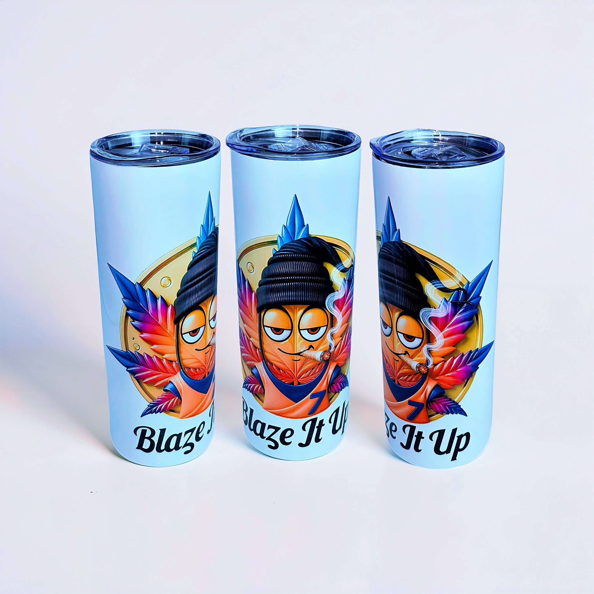 Blaze It Up – Cosmic Smoker Edition 20oz Skinny Stainless Steel Tumbler | By MpressPrintz