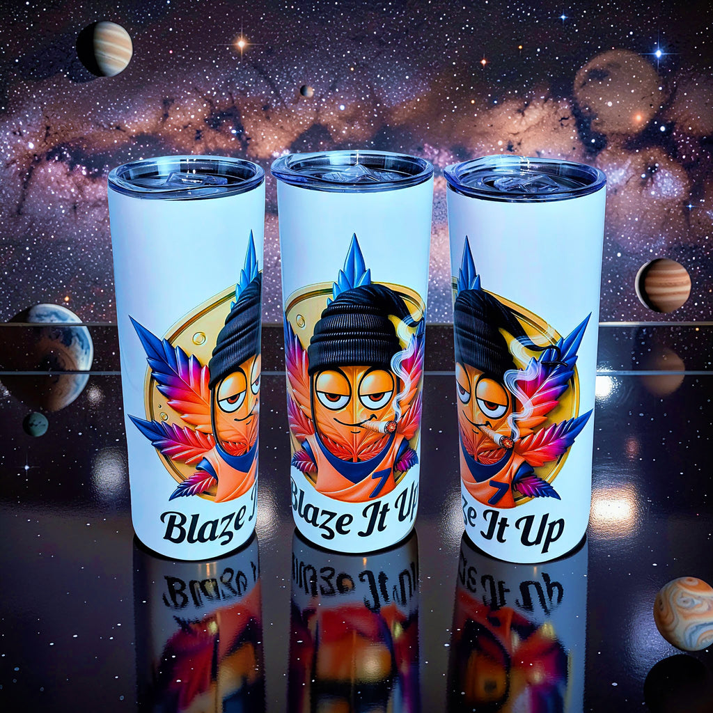 Blaze It Up – Cosmic Smoker Edition 20oz Skinny Stainless Steel Tumbler | By MpressPrintz