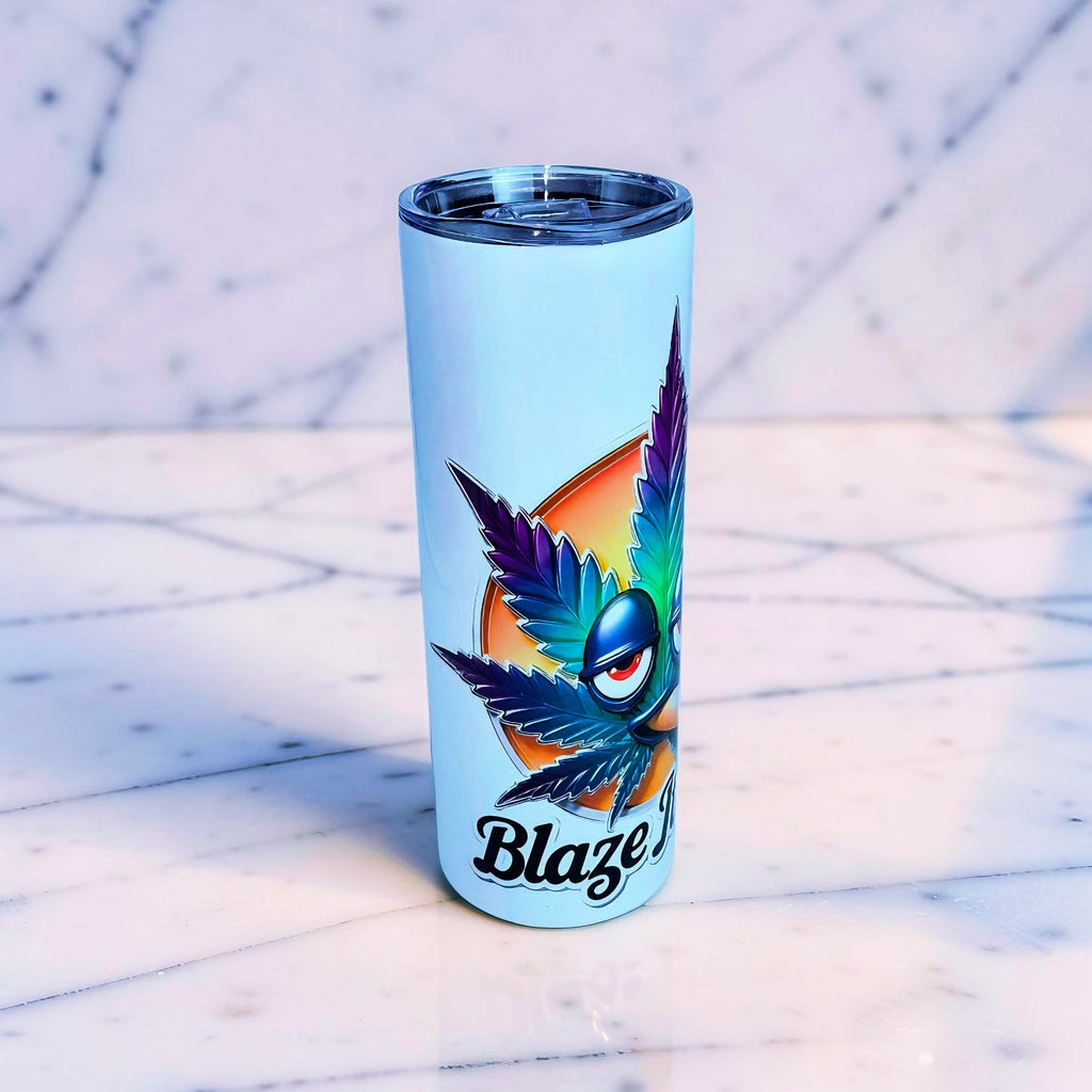 Blaze It Up – Sunset Leaf Edition 20oz Skinny Stainless Steel Tumbler | By MpressPrintz