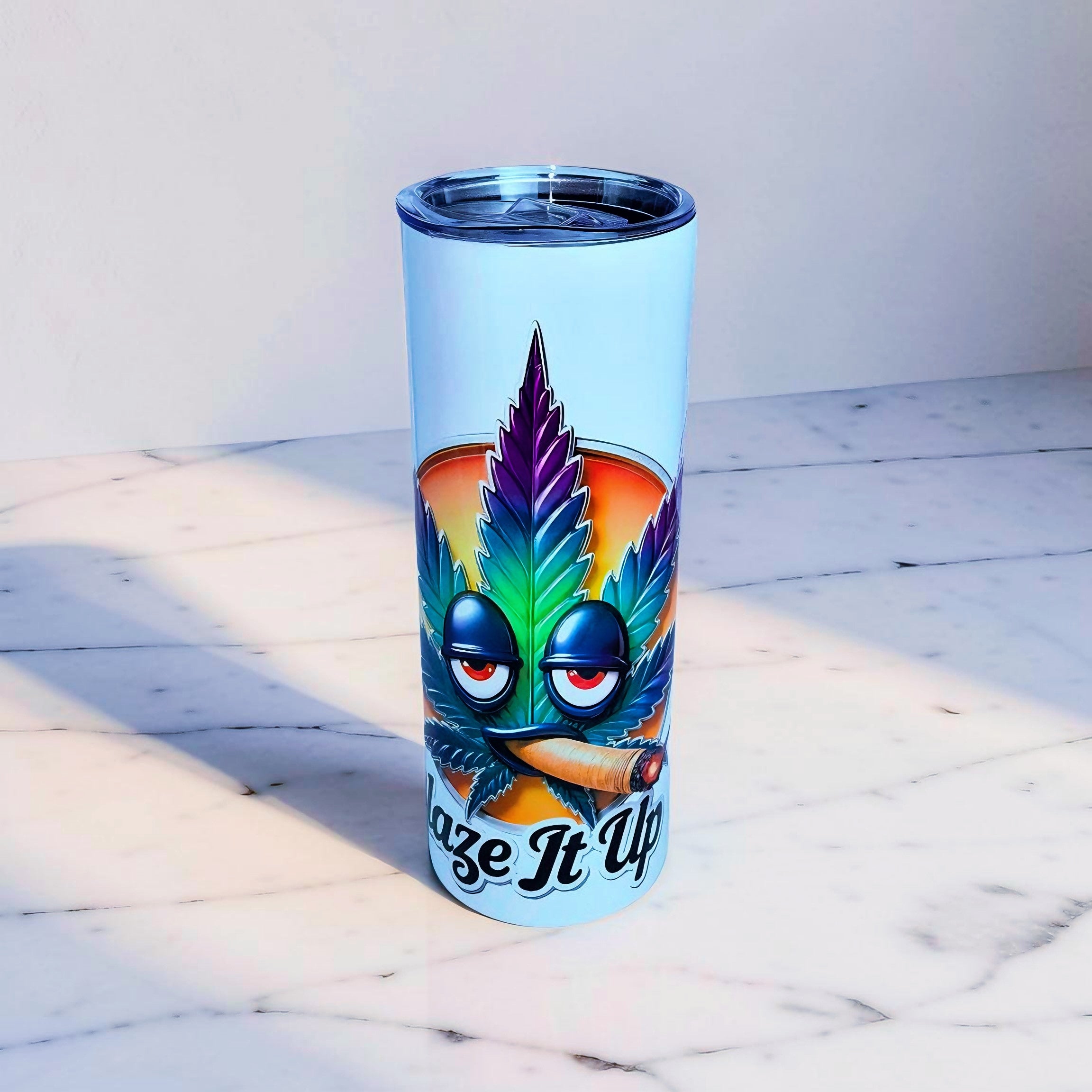 Blaze It Up – Sunset Leaf Edition 20oz Skinny Stainless Steel Tumbler | By MpressPrintz
