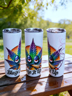 Blaze It Up – Sunset Leaf Edition 20oz Skinny Stainless Steel Tumbler | By MpressPrintz