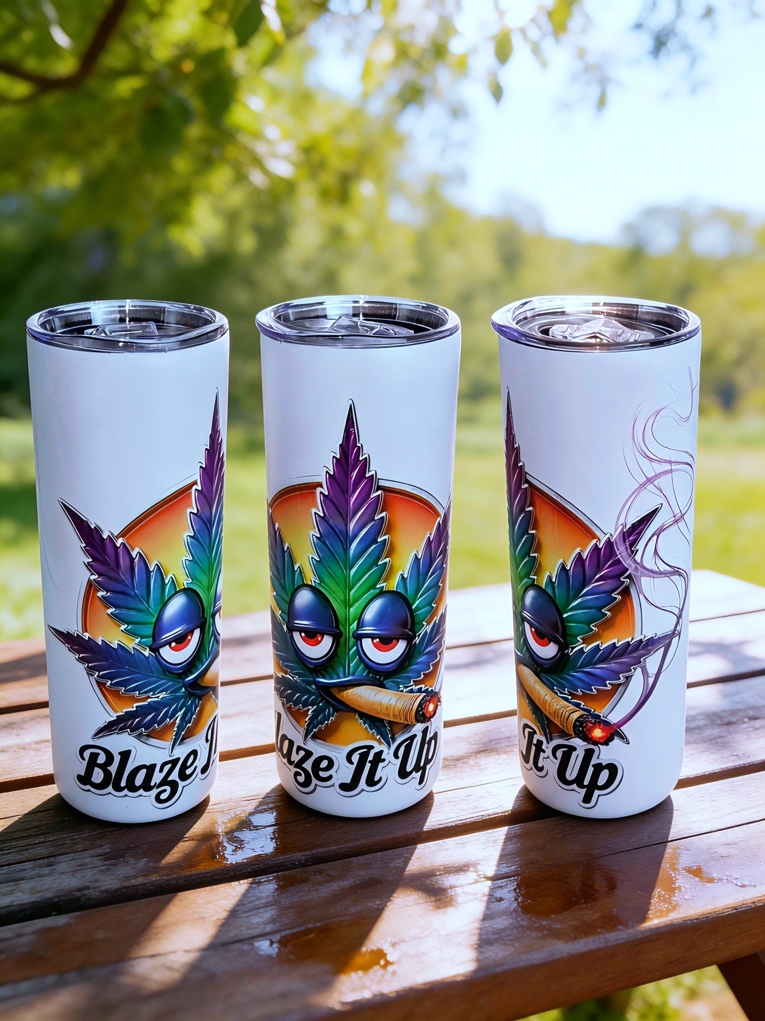 Blaze It Up – Sunset Leaf Edition 20oz Skinny Stainless Steel Tumbler | By MpressPrintz