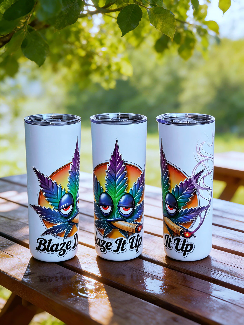 Blaze It Up – Sunset Leaf Edition 20oz Skinny Stainless Steel Tumbler | By MpressPrintz