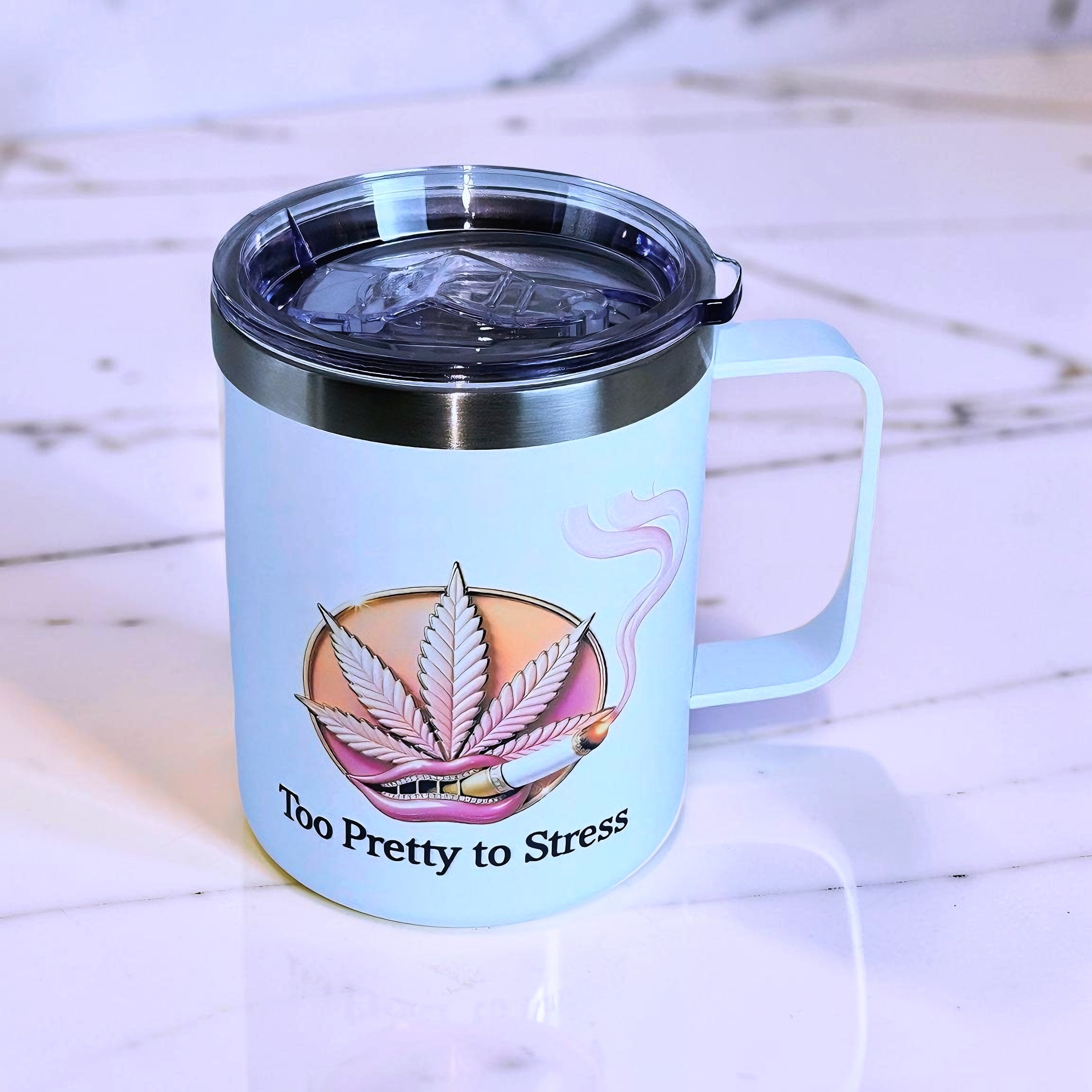 Too Pretty to Stress – Blaze & Motivate 12oz Insulated Coffee Mug