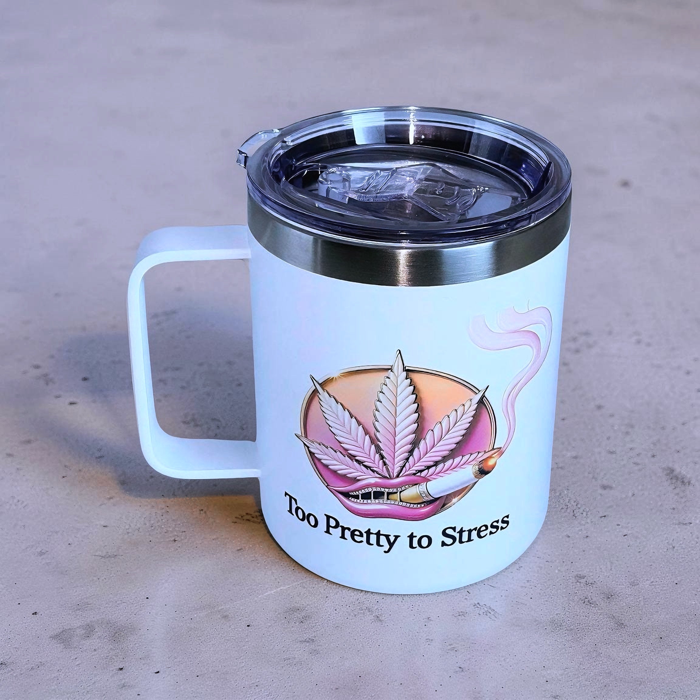 Too Pretty to Stress – Blaze & Motivate 12oz Insulated Coffee Mug