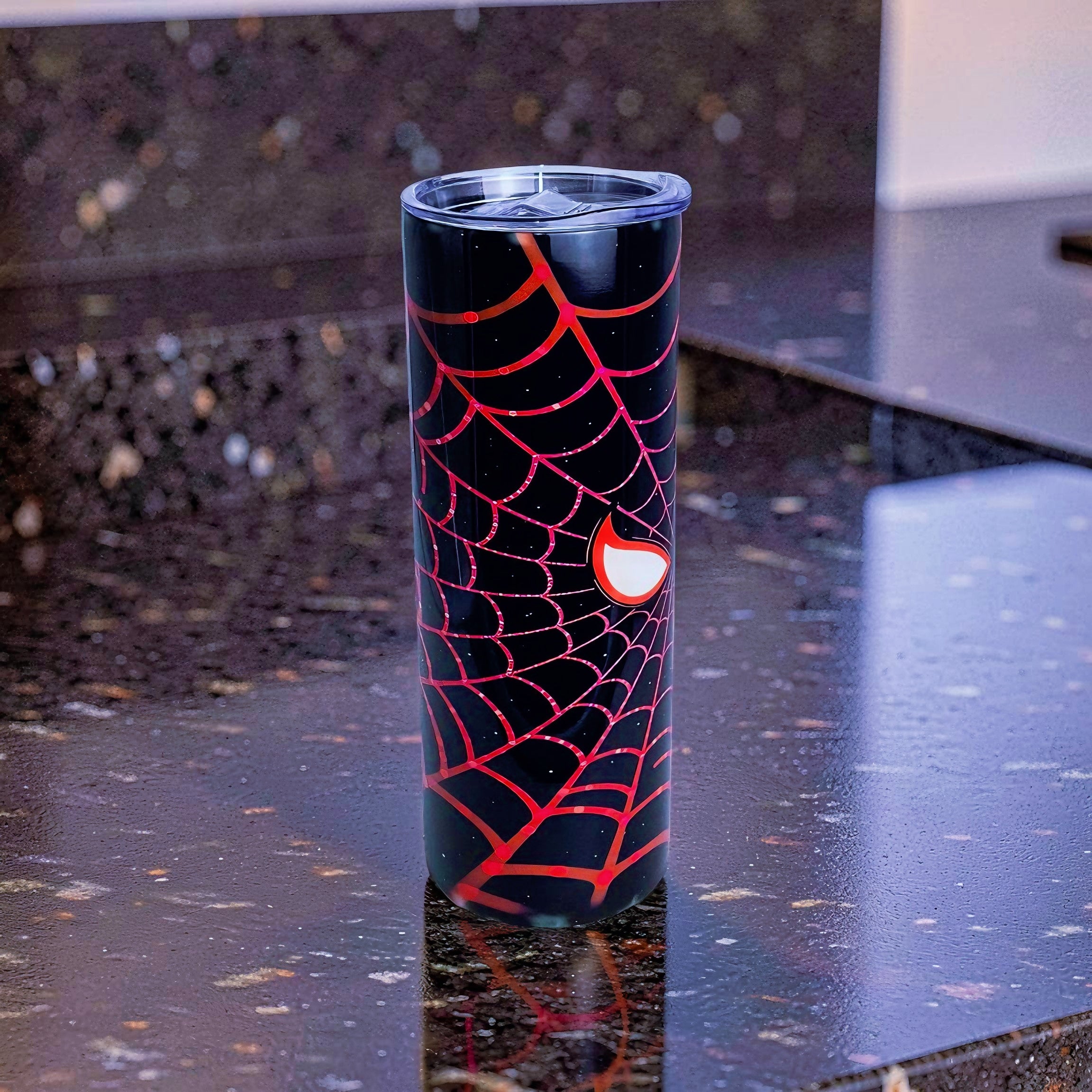 20oz Red & blue masked web tumbler