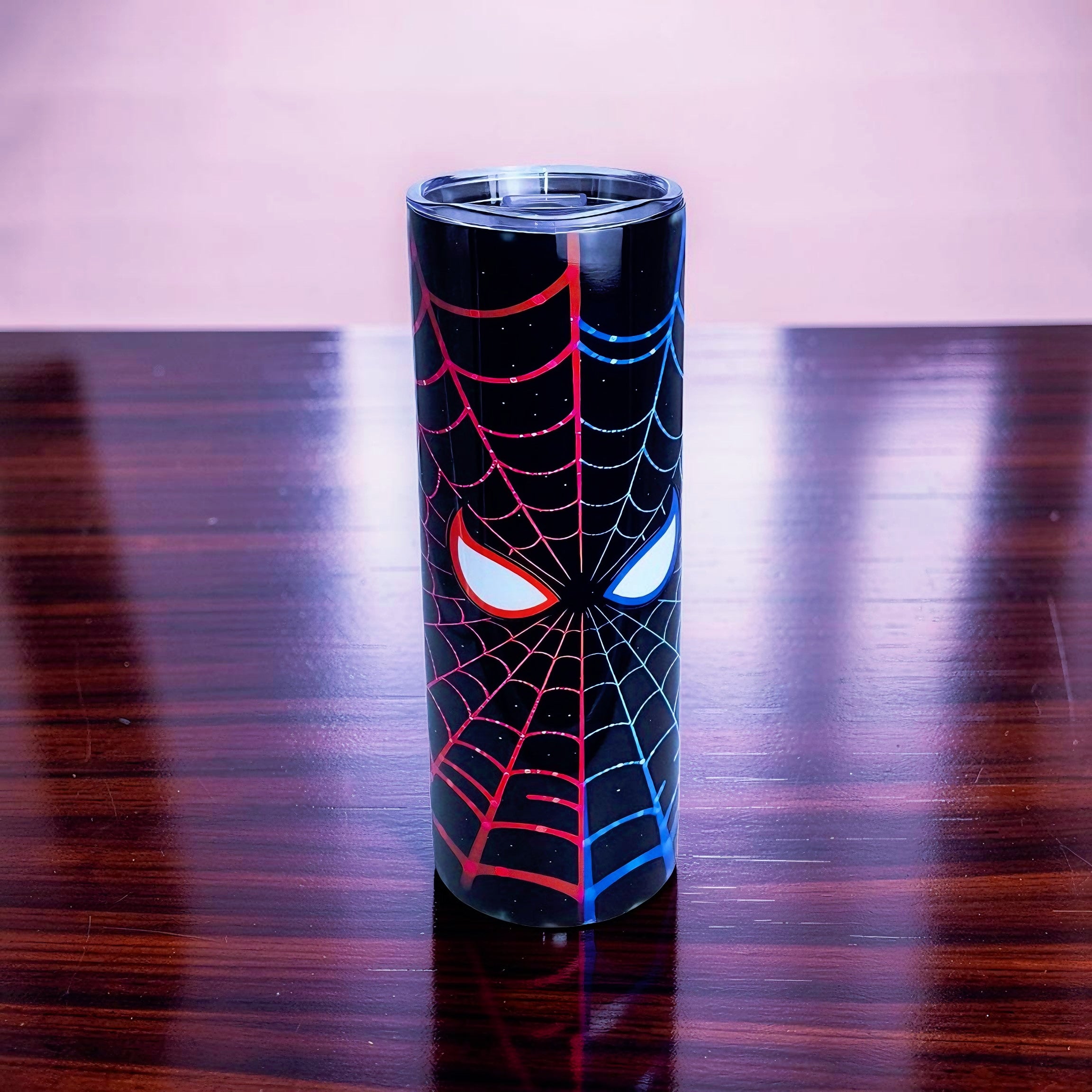 20oz Red & blue masked web tumbler