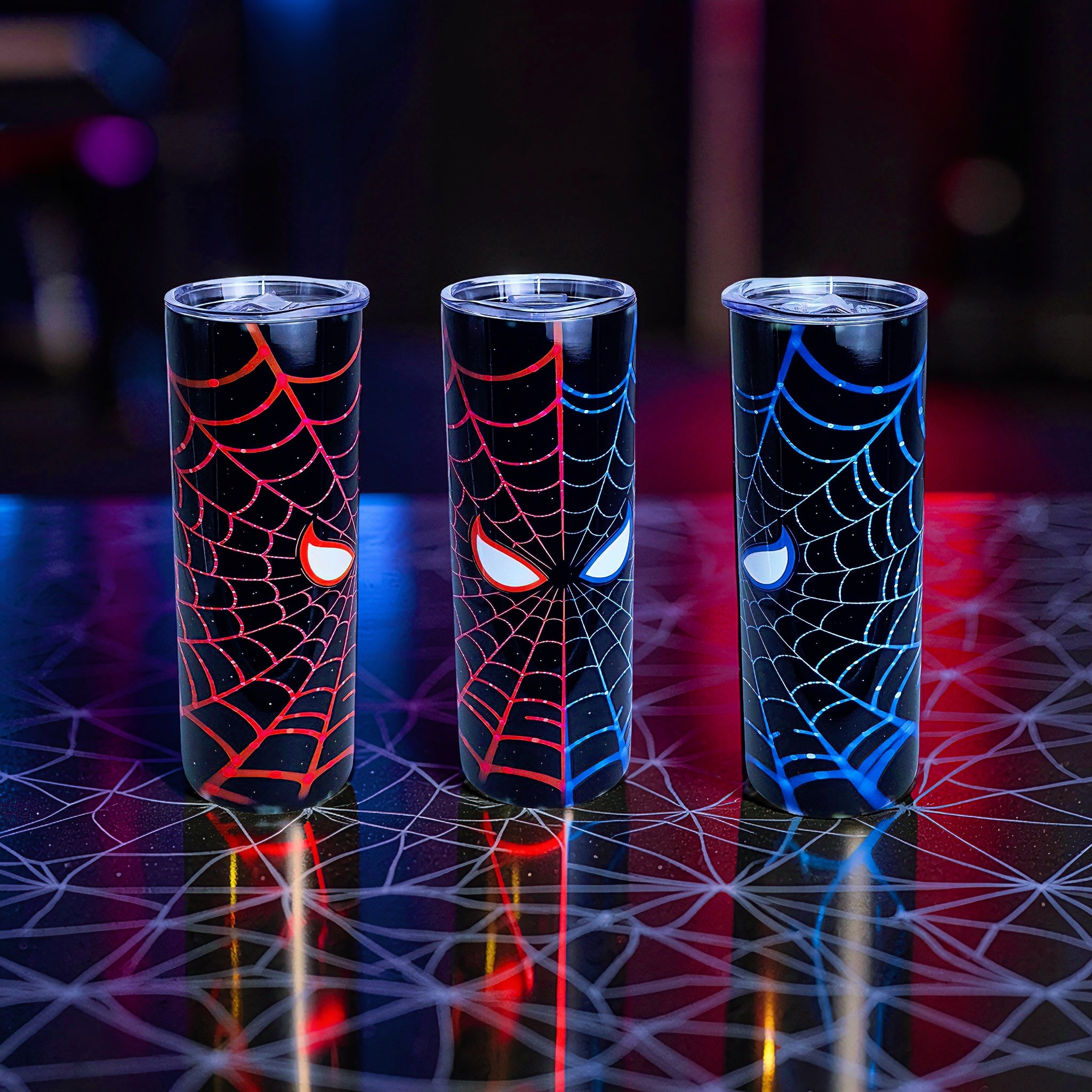 20oz Red & blue masked web tumbler