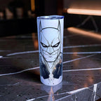 Shadow Vigilante – Monochrome Hero 20oz Skinny Tumbler | Dark Comic Style |