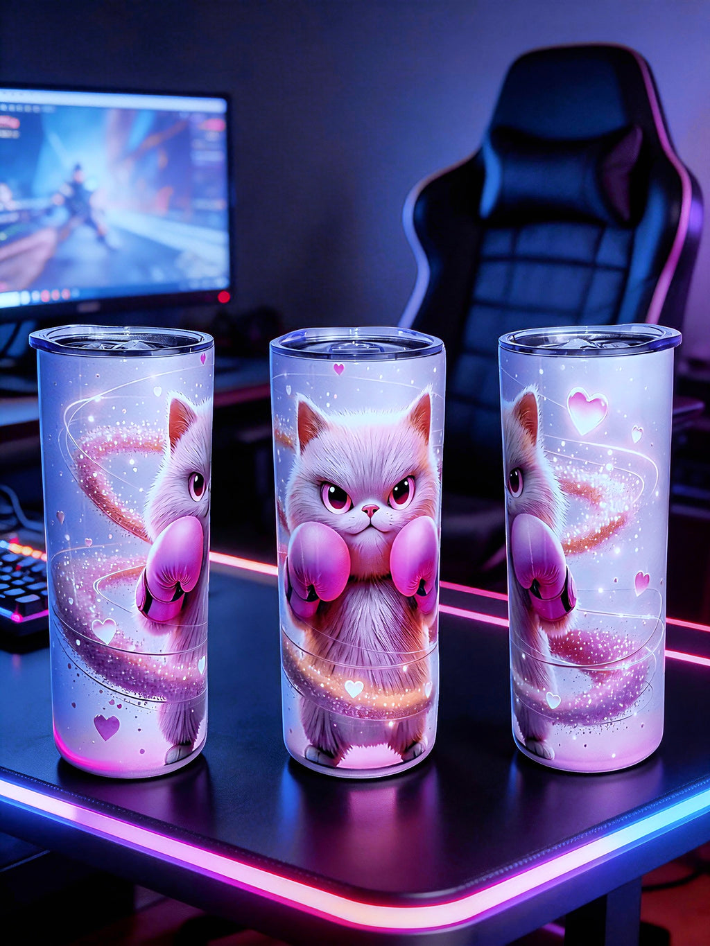 20oz Pink cat tumbler